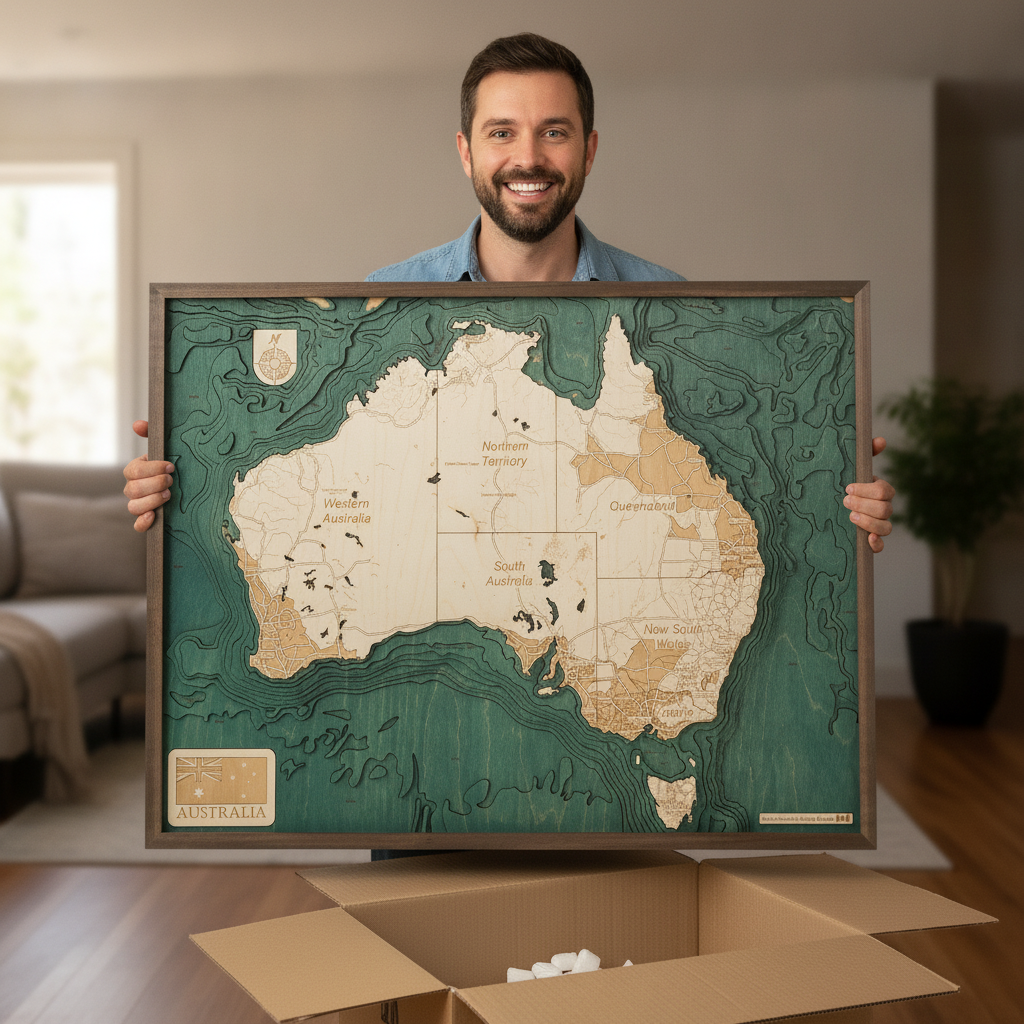 AUSTRALIA 3D WOODEN WALL MAP - Version L