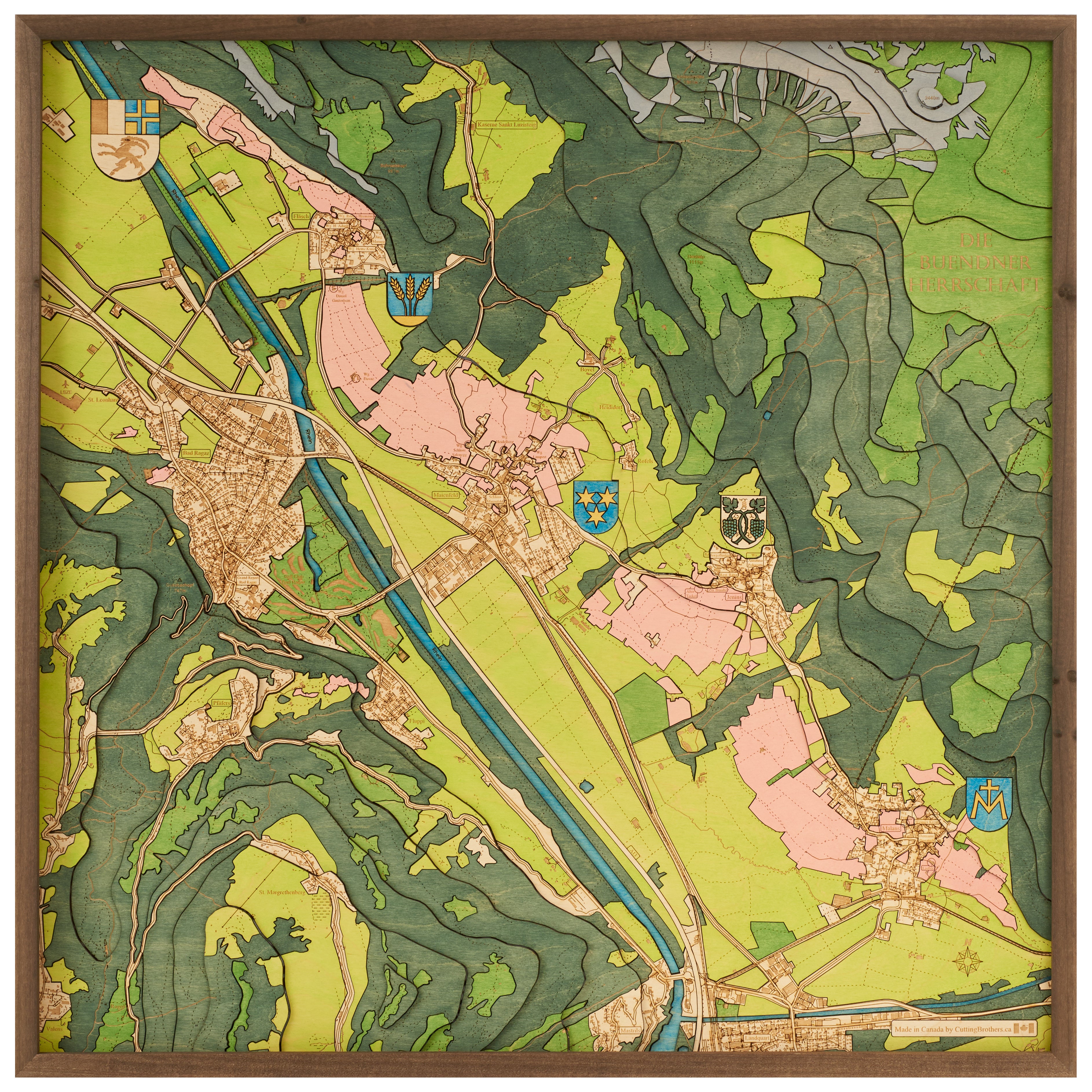BAD RAGAZ (Alternate) - 3D WOODEN WALL MAP - Version L