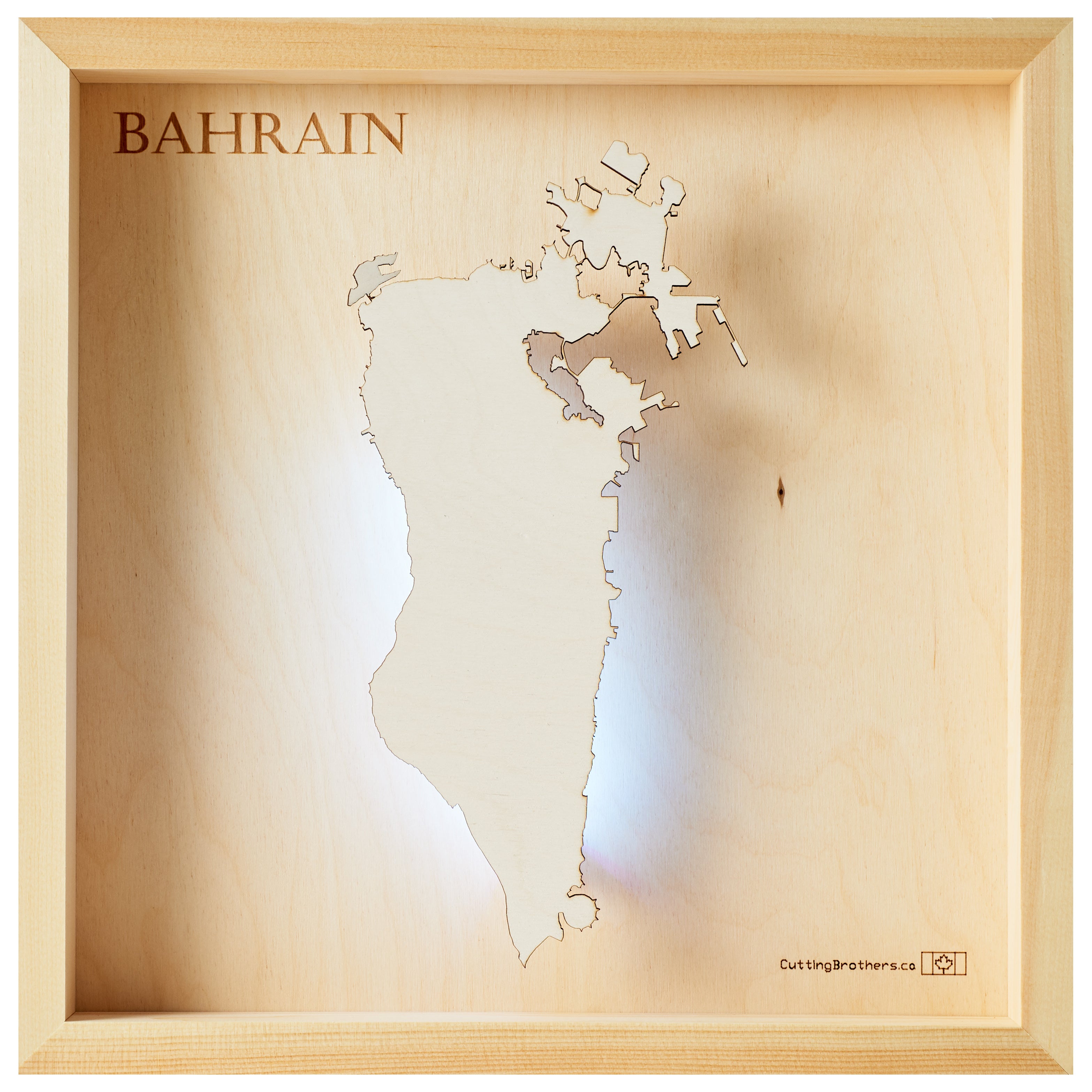 BAHRAIN LED LIGHT WOODEN WALL MAP - Version S