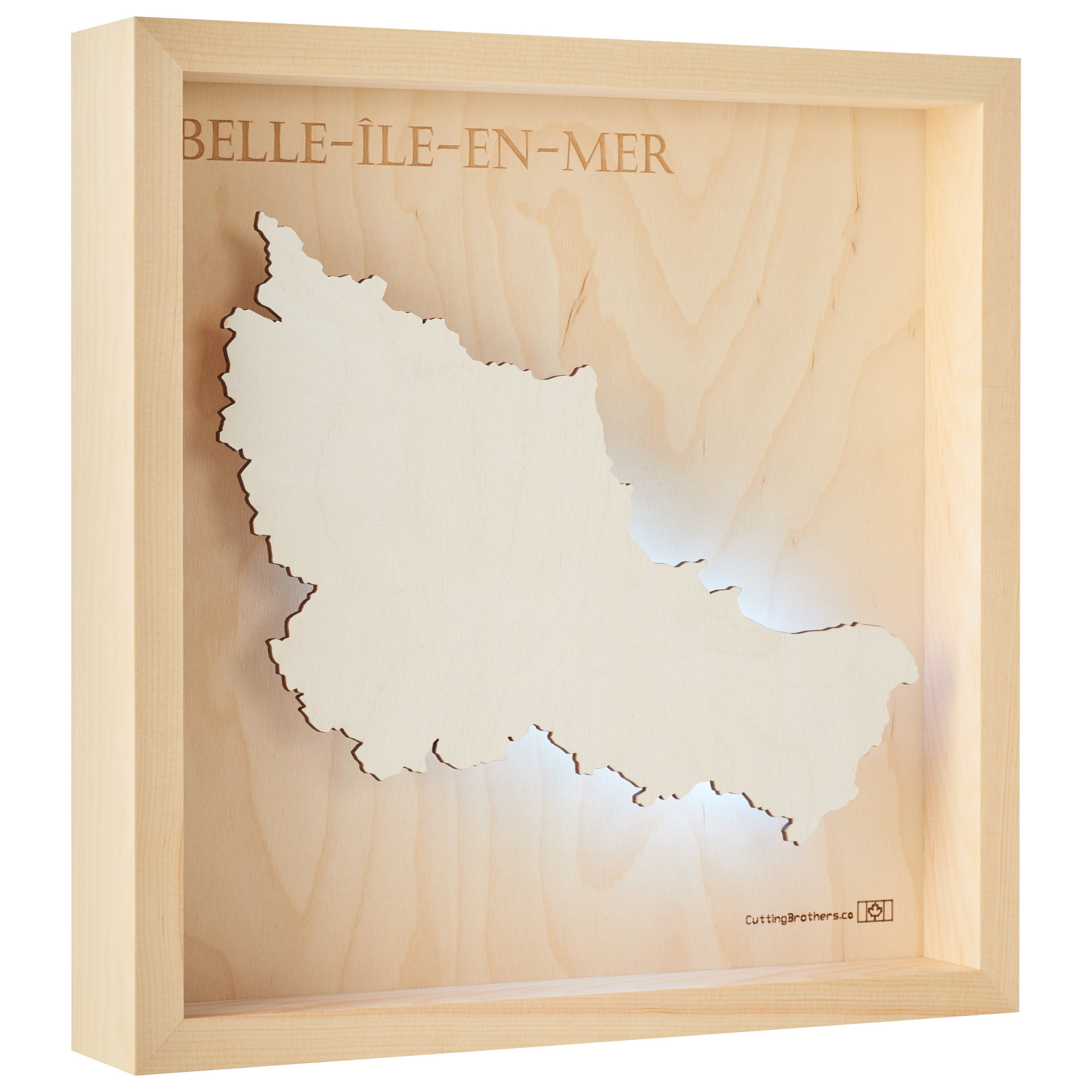 BELLE ILLE EN MER - LED LIGHT WOODEN WALL MAP - Version S