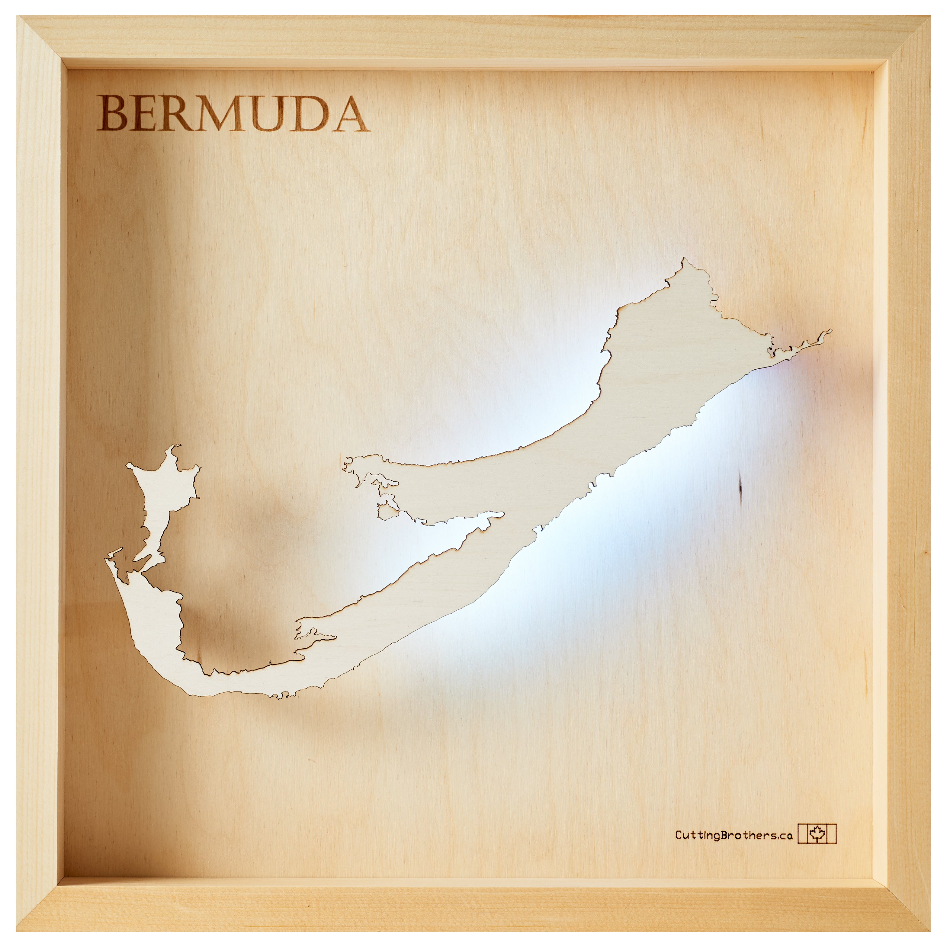 BERMUDA - LED LIGHT WOODEN WALL MAP - Version S