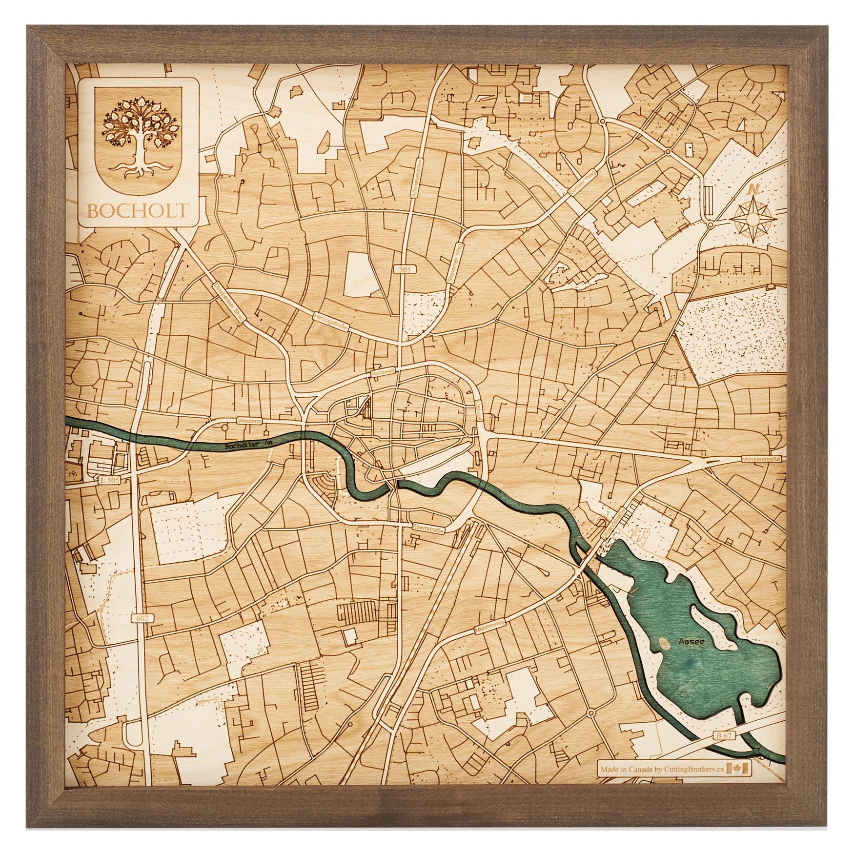 BOCHOLT 3D WOODEN WALL MAP - Version S