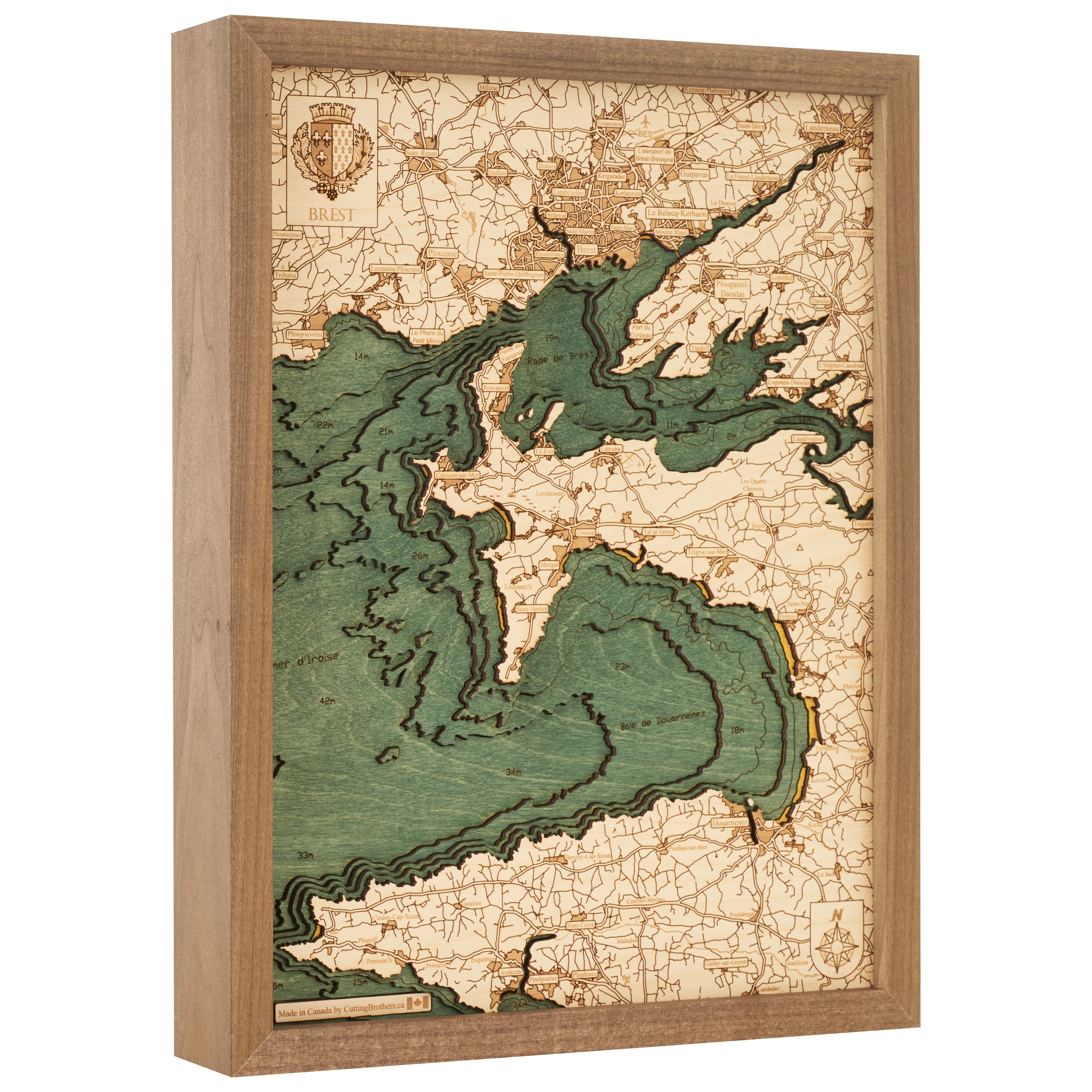 BREST - 3D WOODEN WALL MAP - Version S
