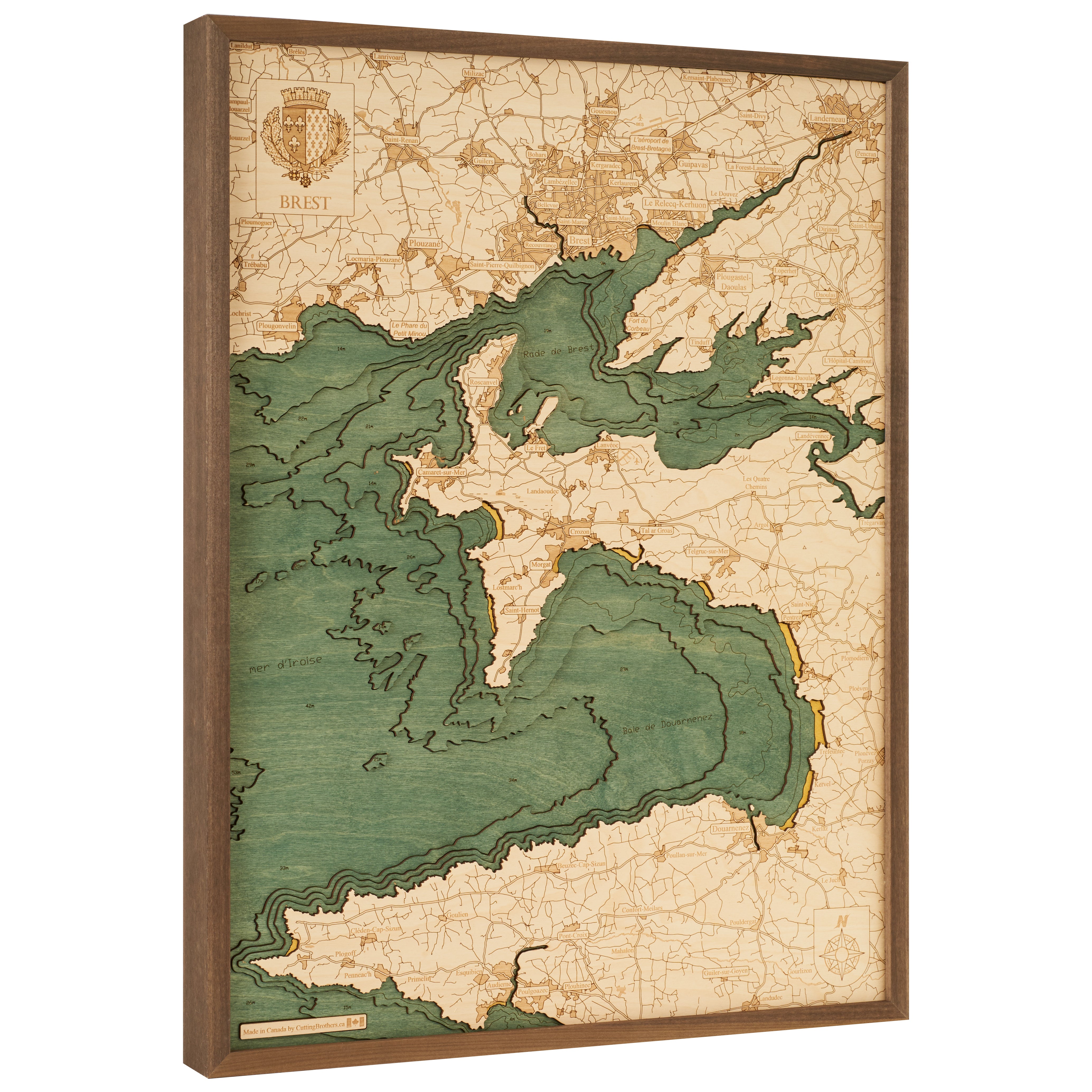 BREST - 3D WOODEN WALL MAP - Version L