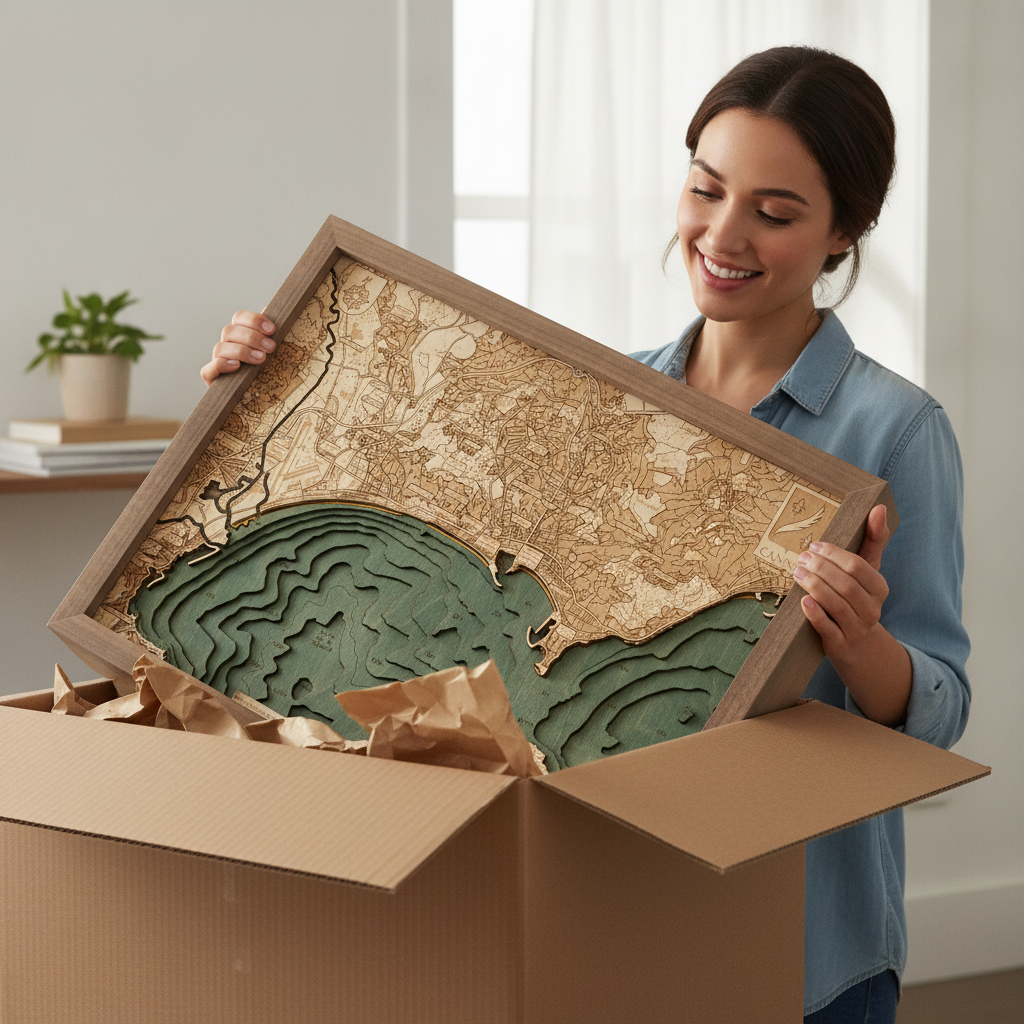 CANNES - 3D WOODEN WALL MAP - Version S