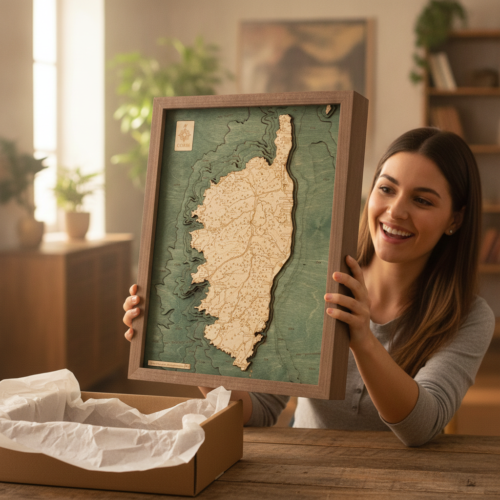 CORSICA - 3D WOODEN WALL MAP - Version S