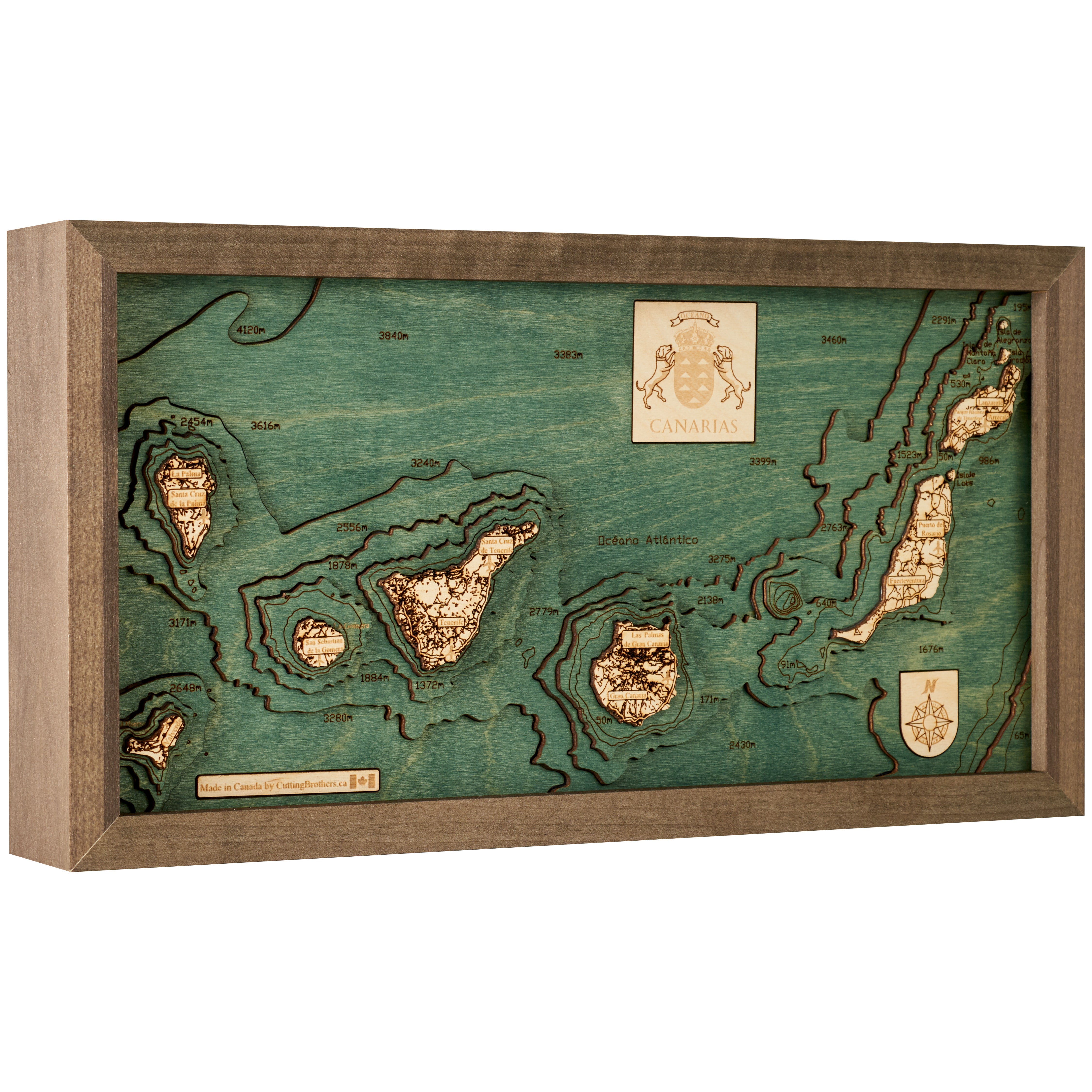 CANARY ISLAND 3D WOODEN WALL MAP - Version S