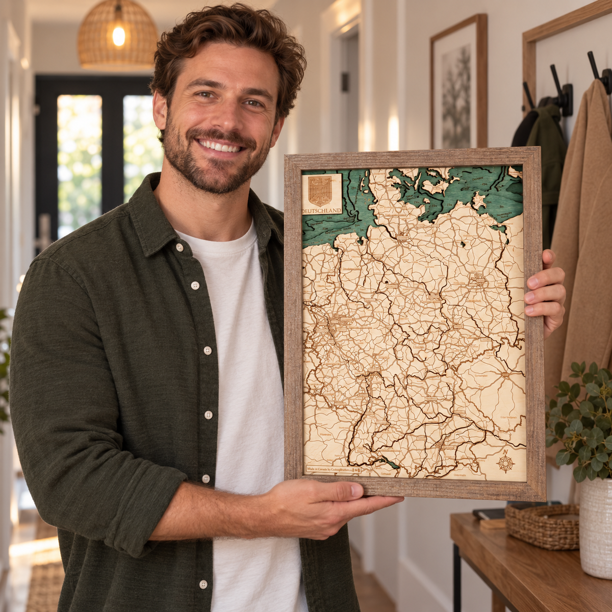 GERMANY 3D WOODEN WALL MAP - Version S