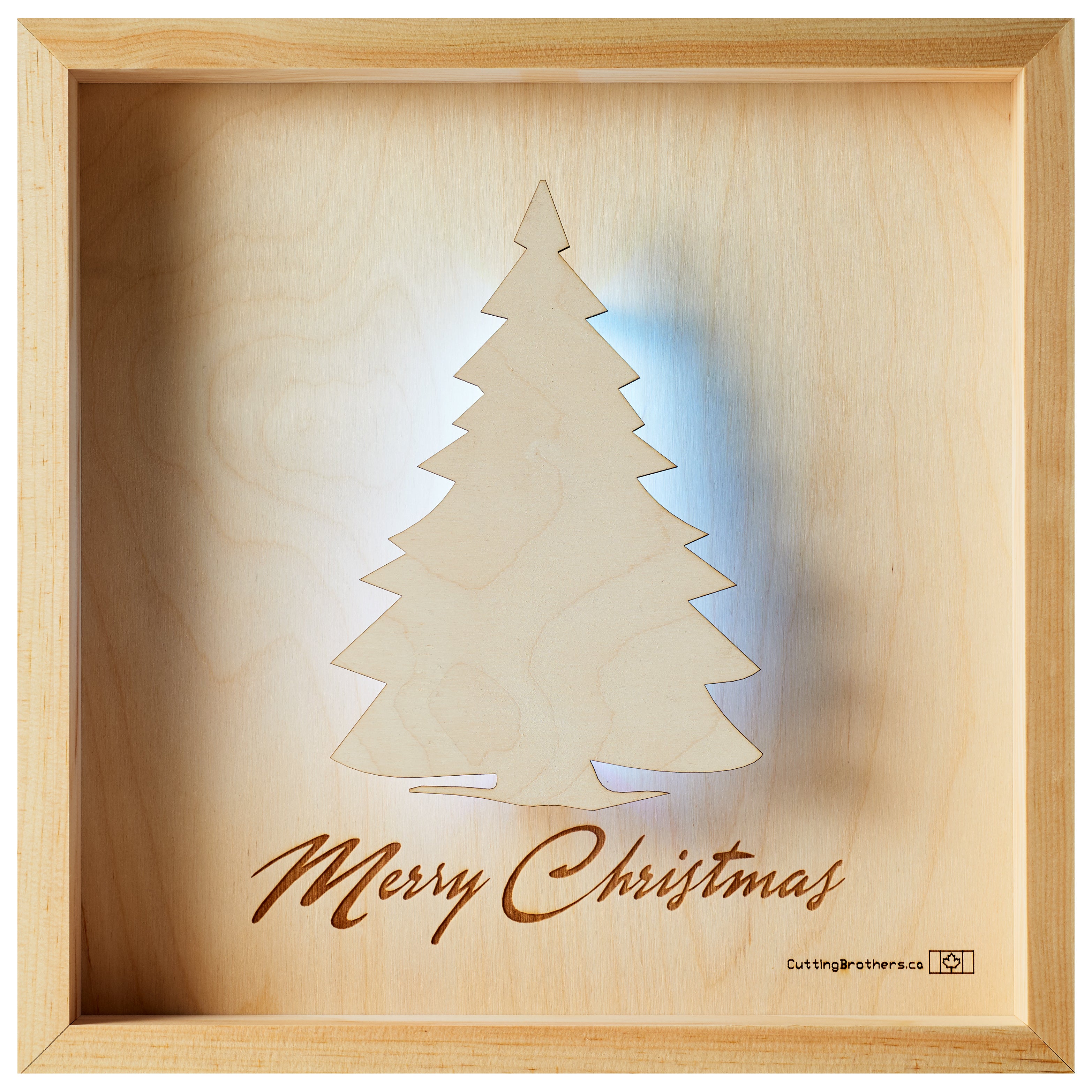 CHRISTMAS TREE (MERRY CHRISTMAS) - LED LIGHT WOODEN WALL MAP - Version S
