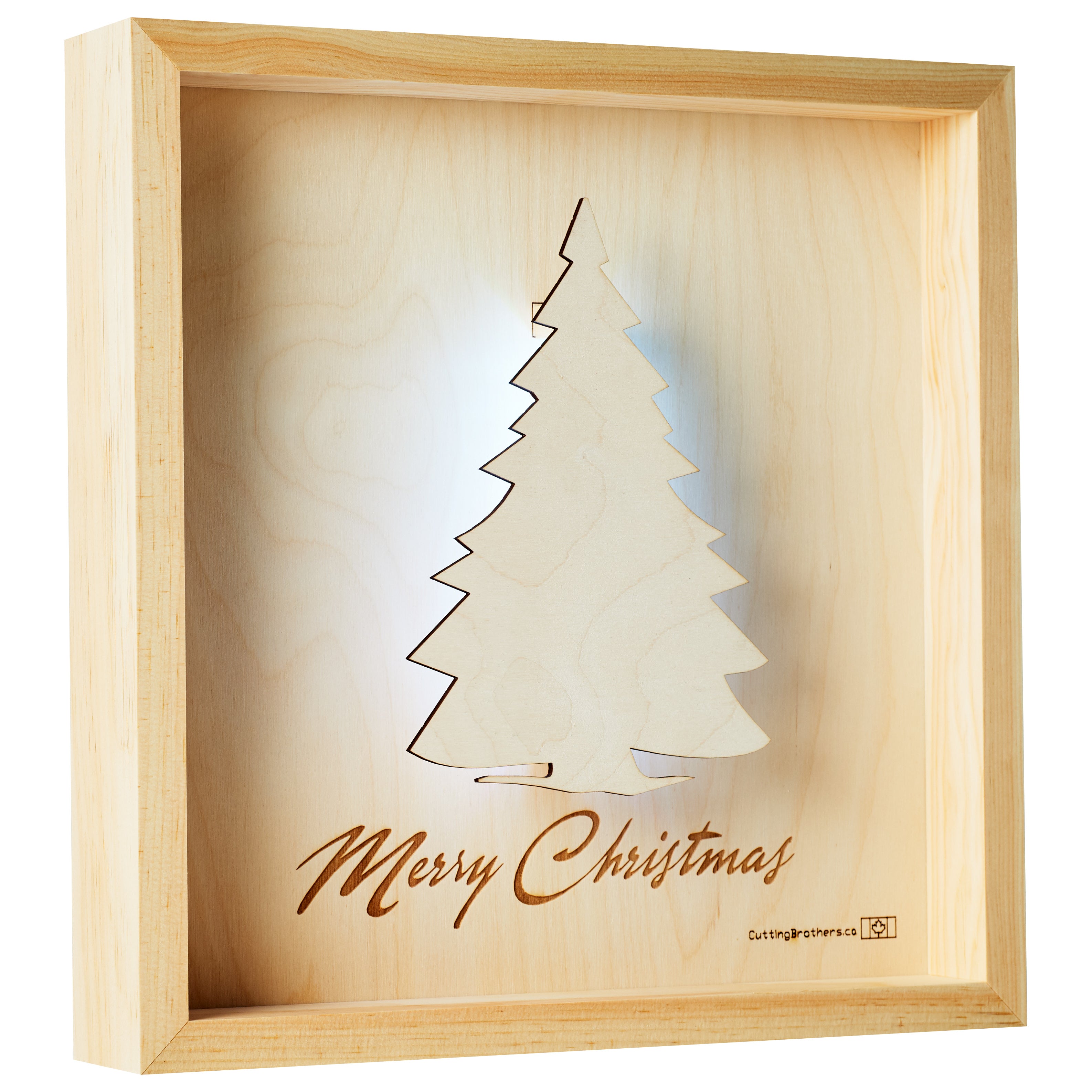 CHRISTMAS TREE (MERRY CHRISTMAS) - LED LIGHT WOODEN WALL MAP - Version S