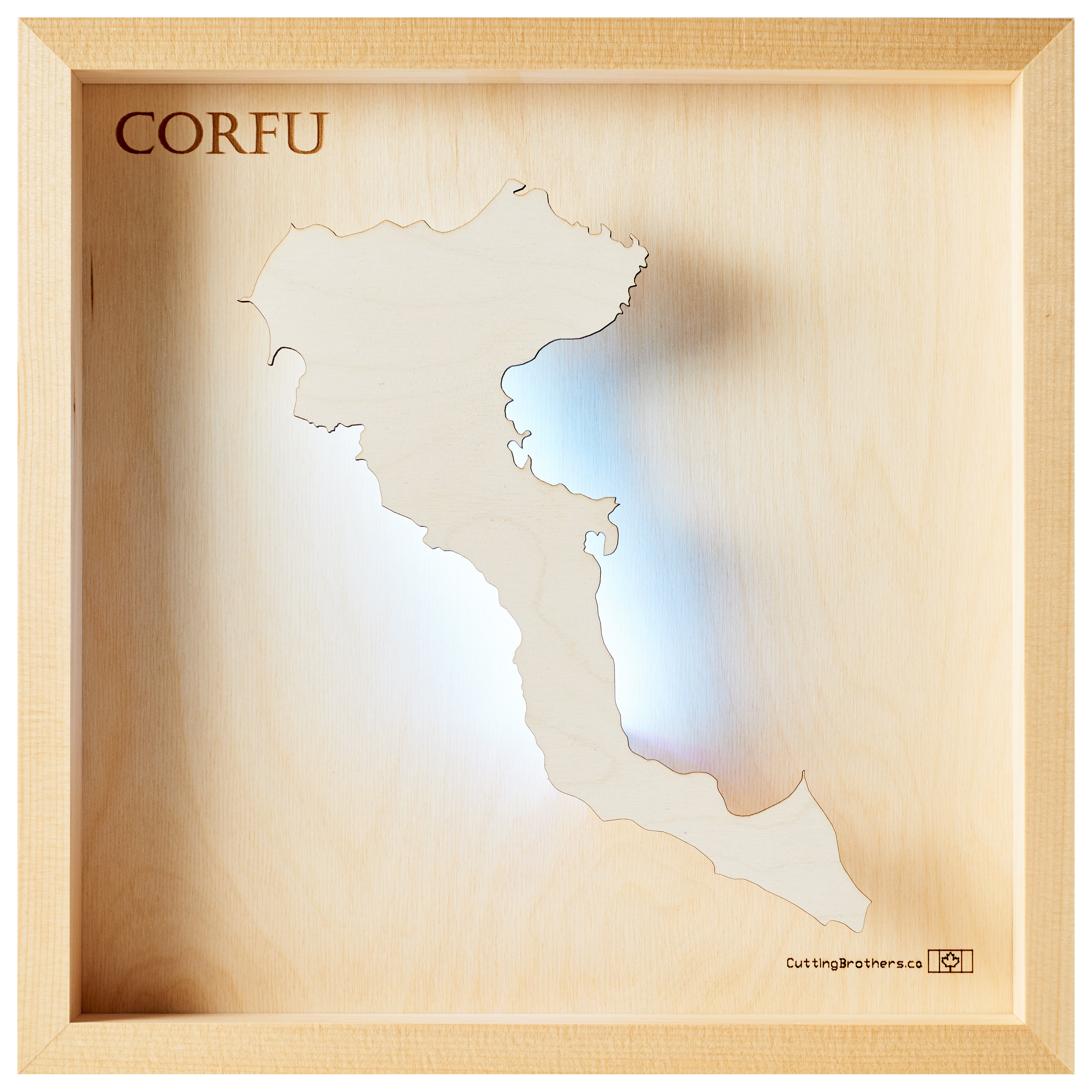 CORFU - LED LIGHT WOODEN WALL MAP - Version S