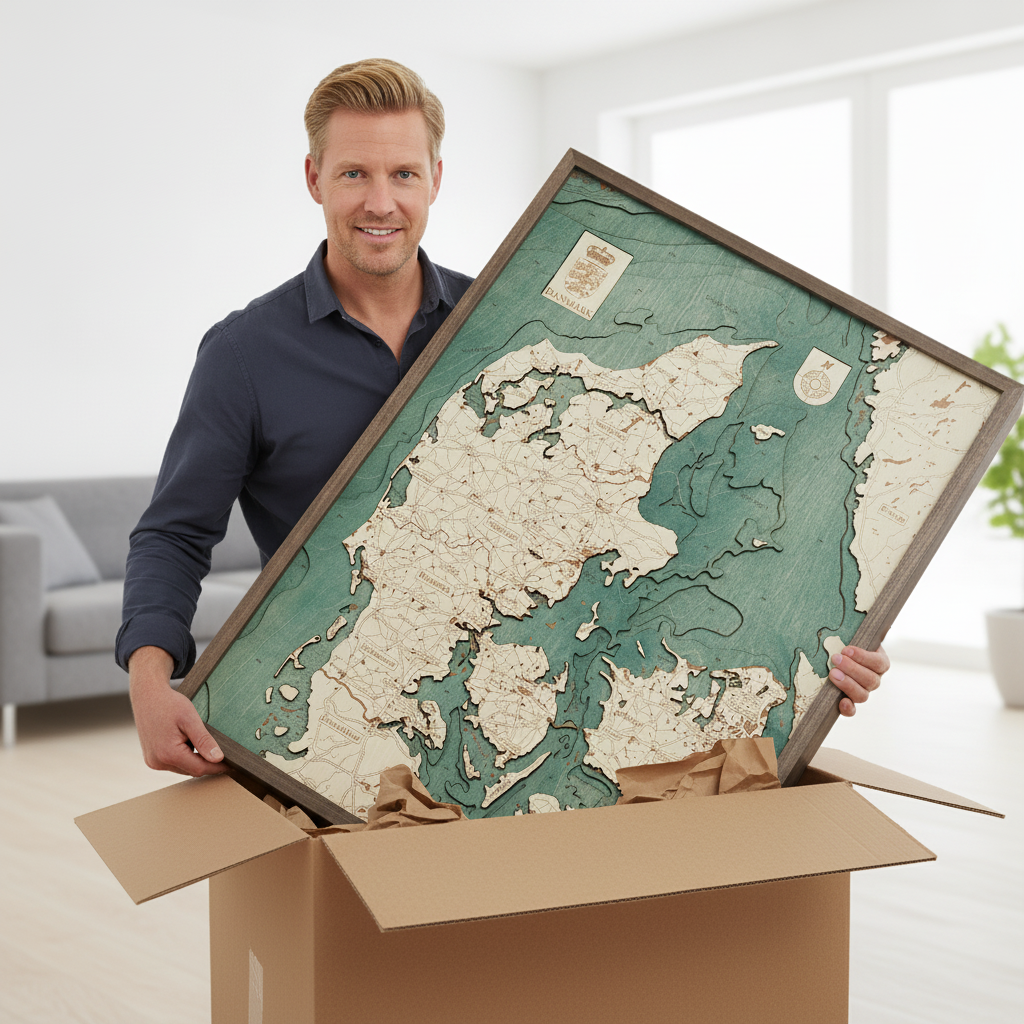 DENMARK 3D WOODEN WALL MAP - Version L