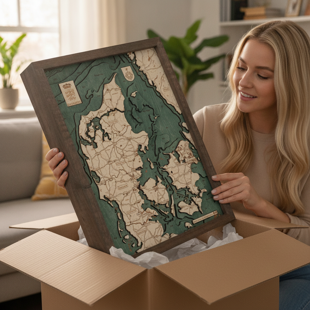 DENMARK 3D WOODEN WALL MAP - Version S