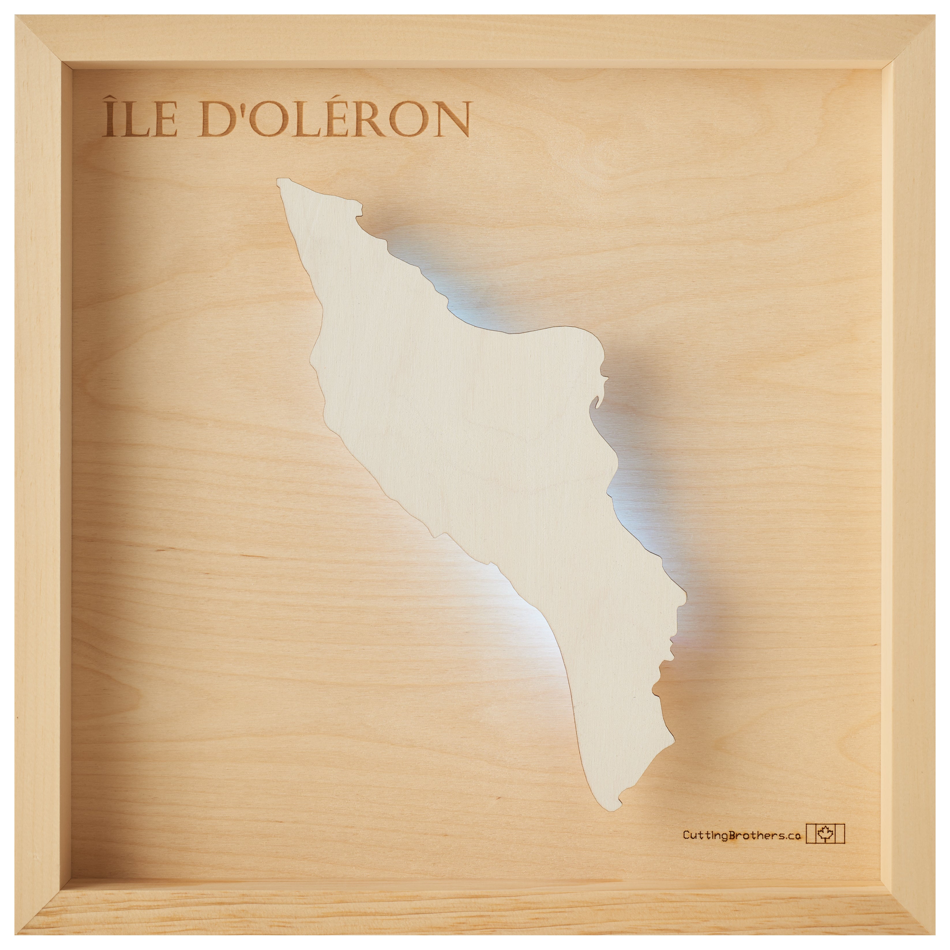 D`OLERON - LED LIGHT WOODEN WALL MAP - Version S