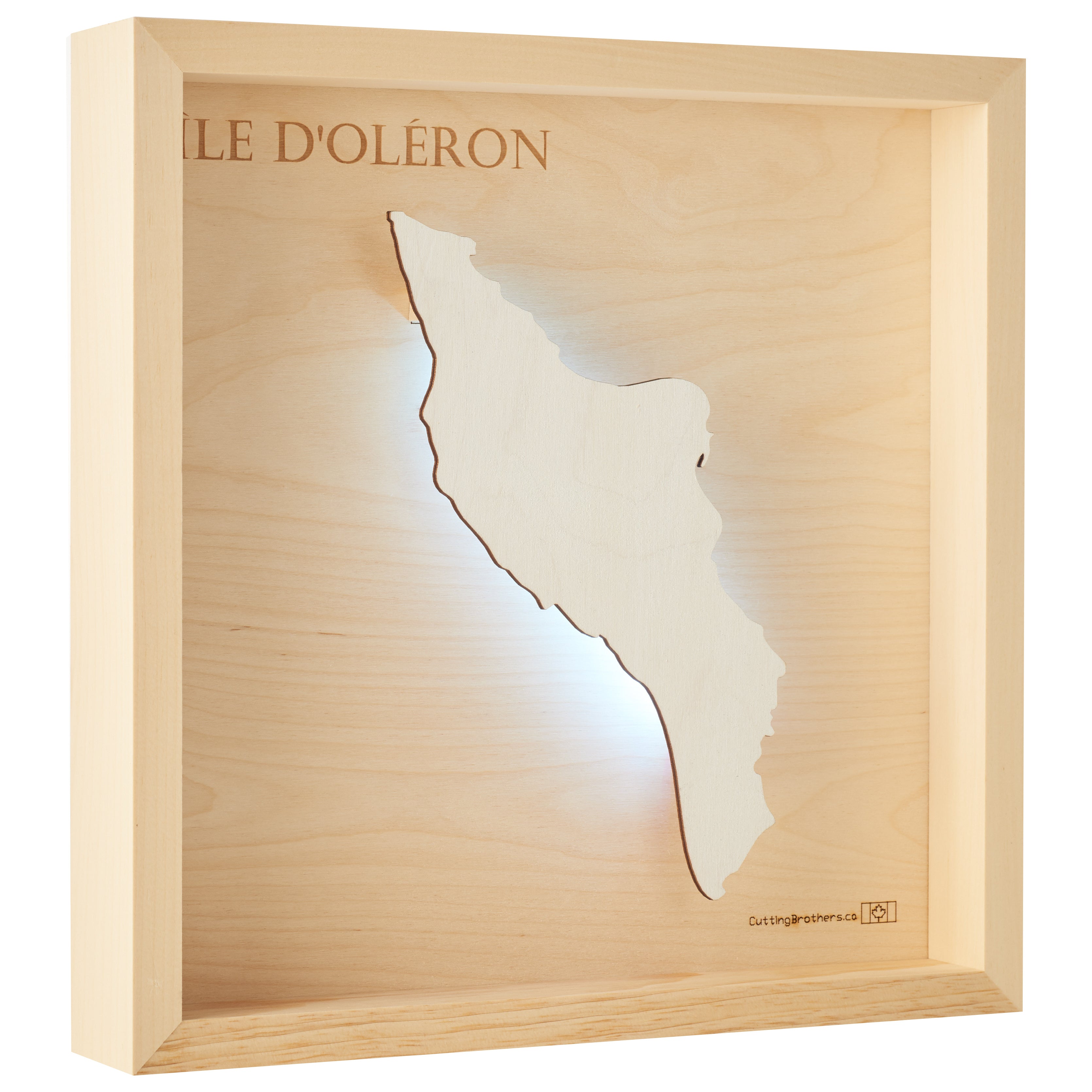 D`OLERON - LED LIGHT WOODEN WALL MAP - Version S