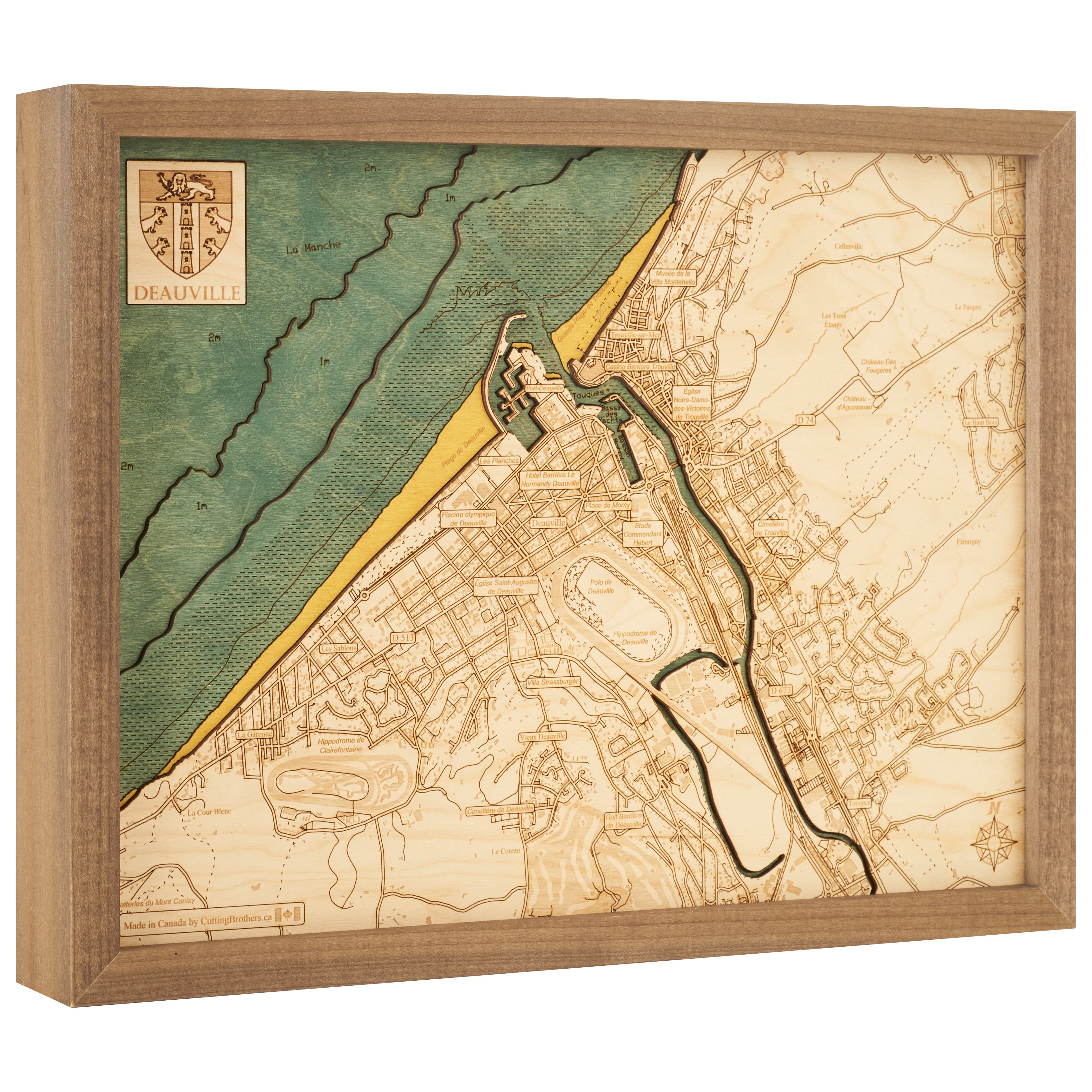 DEAUVILLE - 3D WOODEN WALL MAP - Version S