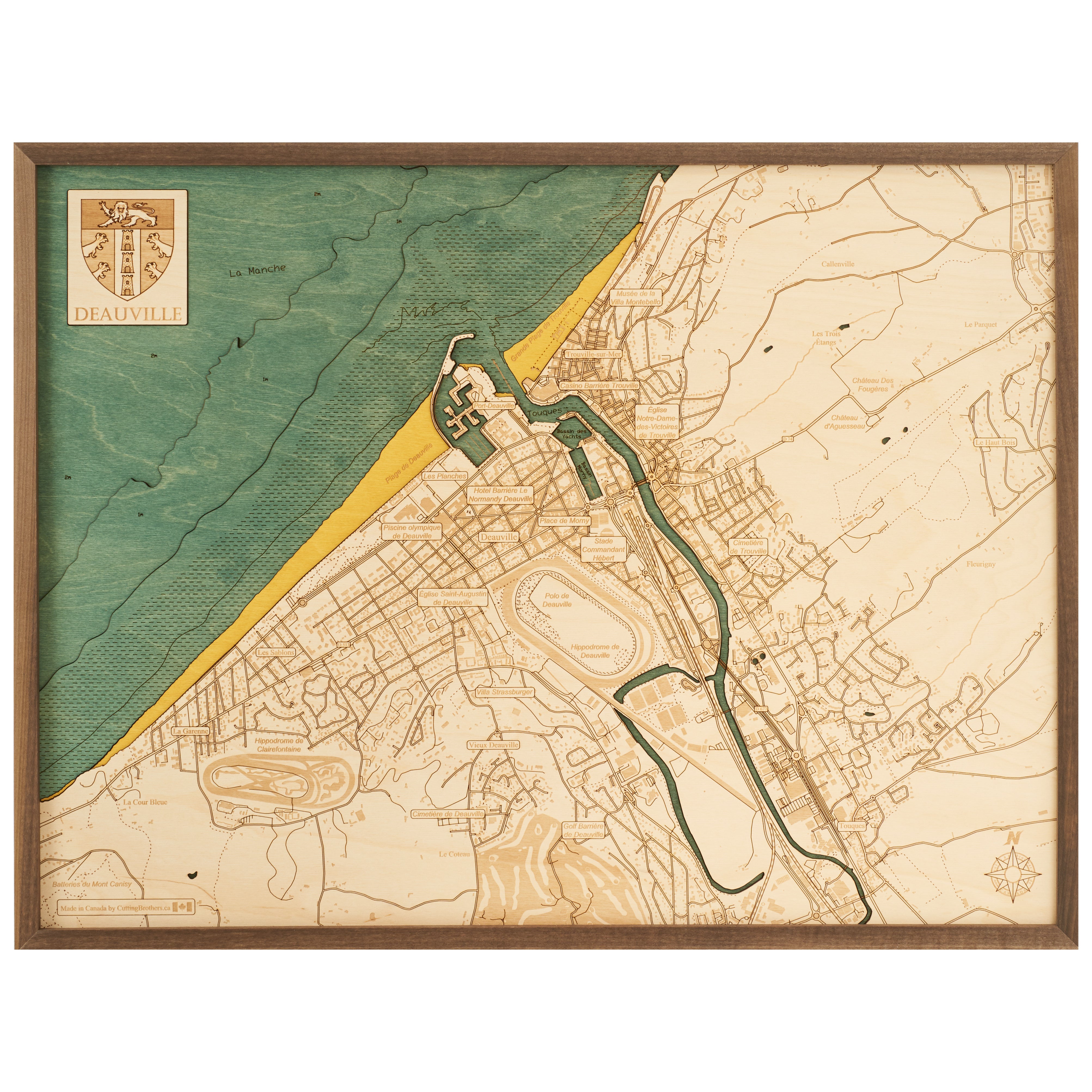 DEAUVILLE - 3D WOODEN WALL MAP - Version L