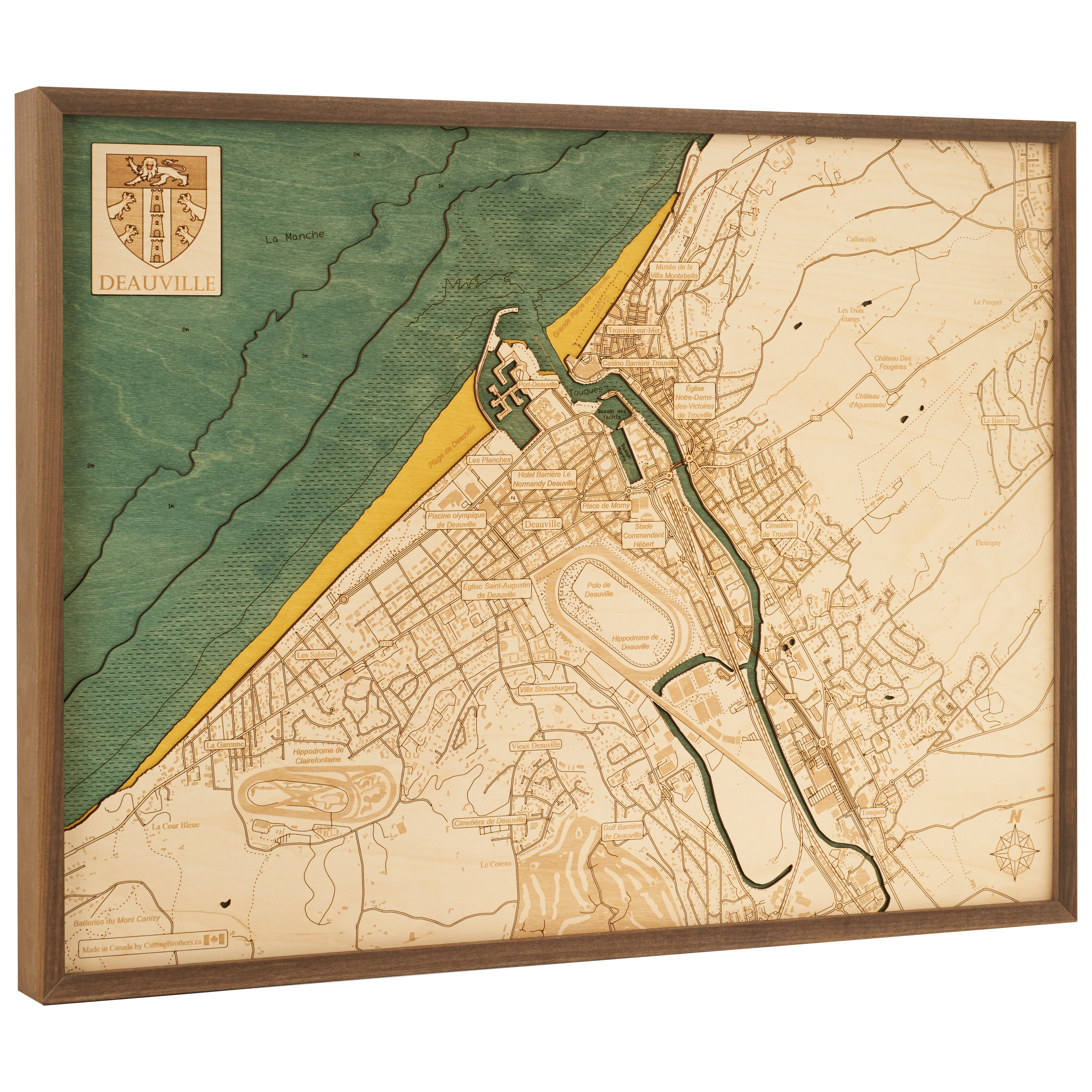 DEAUVILLE - 3D WOODEN WALL MAP - Version L