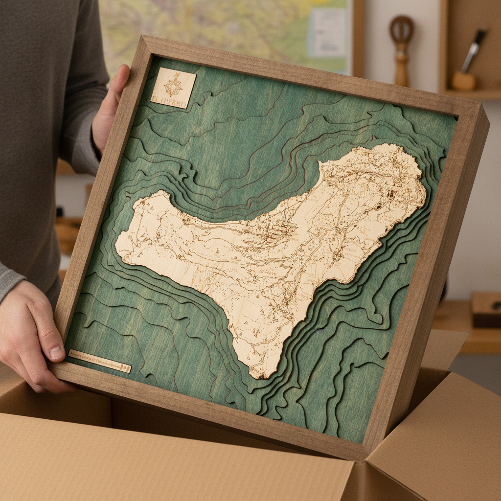 EL HIERRO 3D WOODEN WALL MAP - Version S