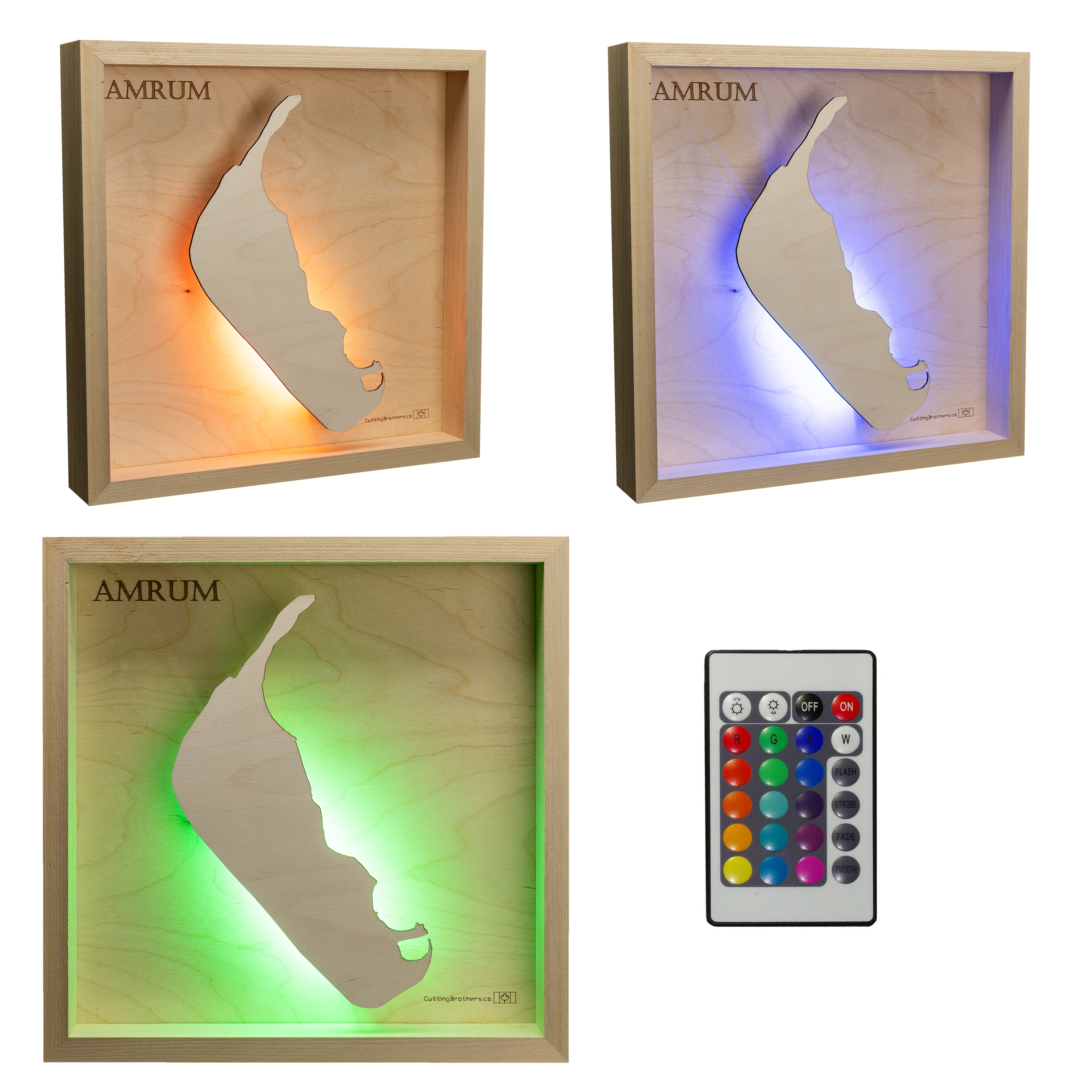 LANGEOOG LED LIGHT WOODEN WALL MAP - Version S