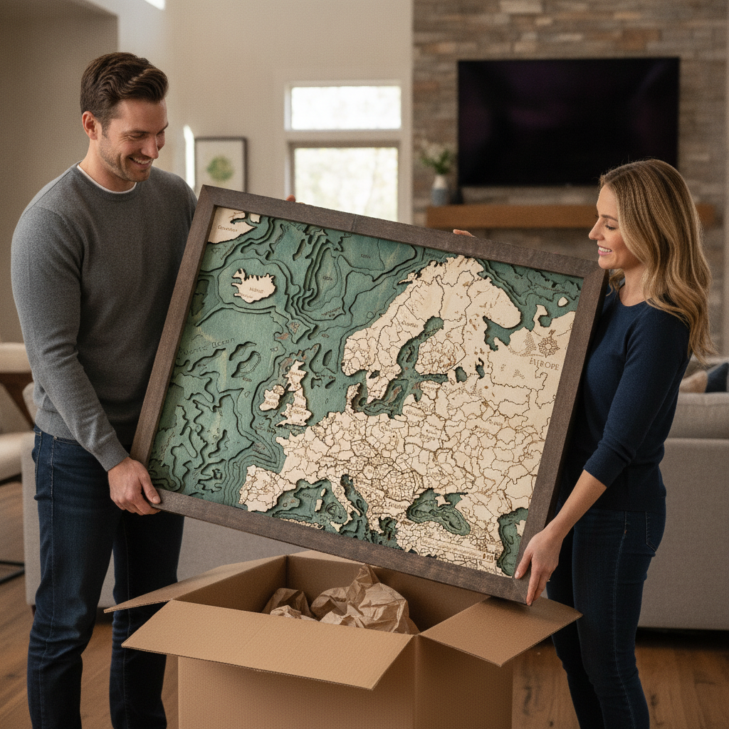 EUROPE 3D WOODEN WALL MAP - Version L