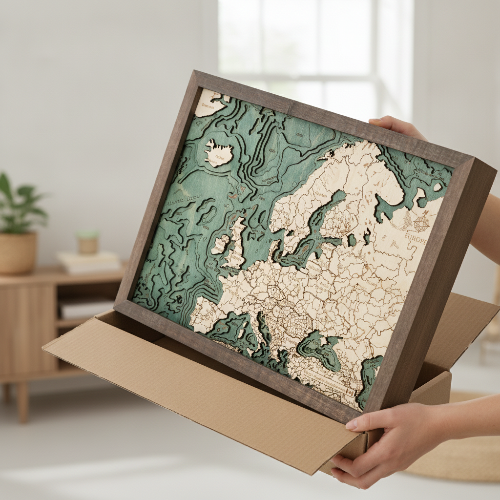 EUROPE 3D WOODEN WALL MAP - Version S