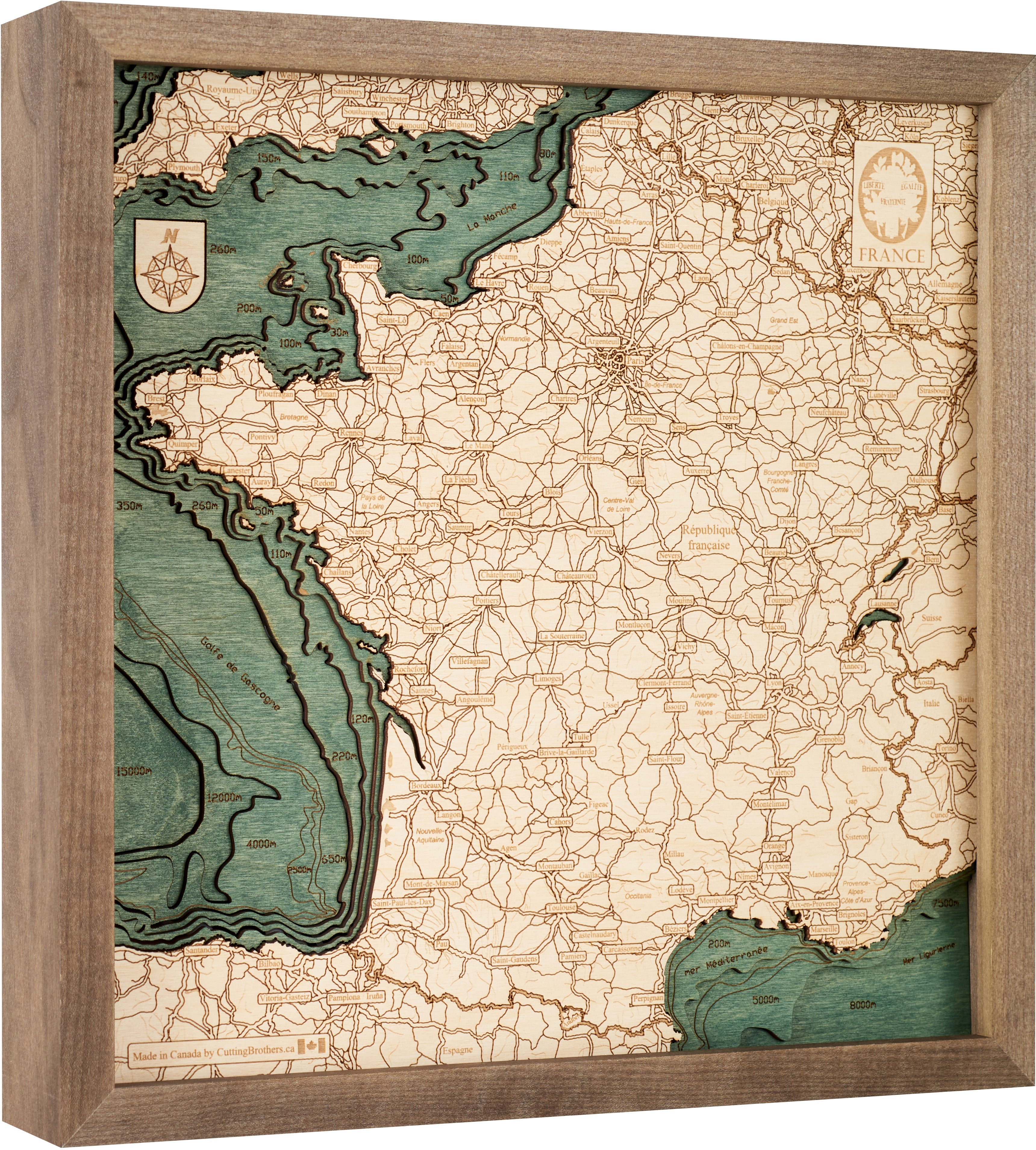 FRANCE - 3D WOODEN WALL MAP - Version S