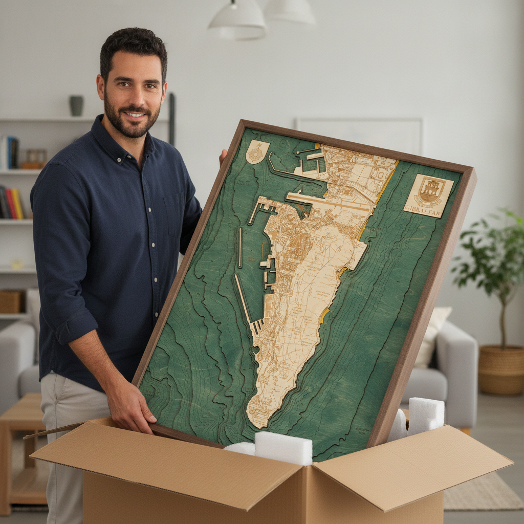 GIBRALTAR 3D WOODEN WALL MAP - Version L