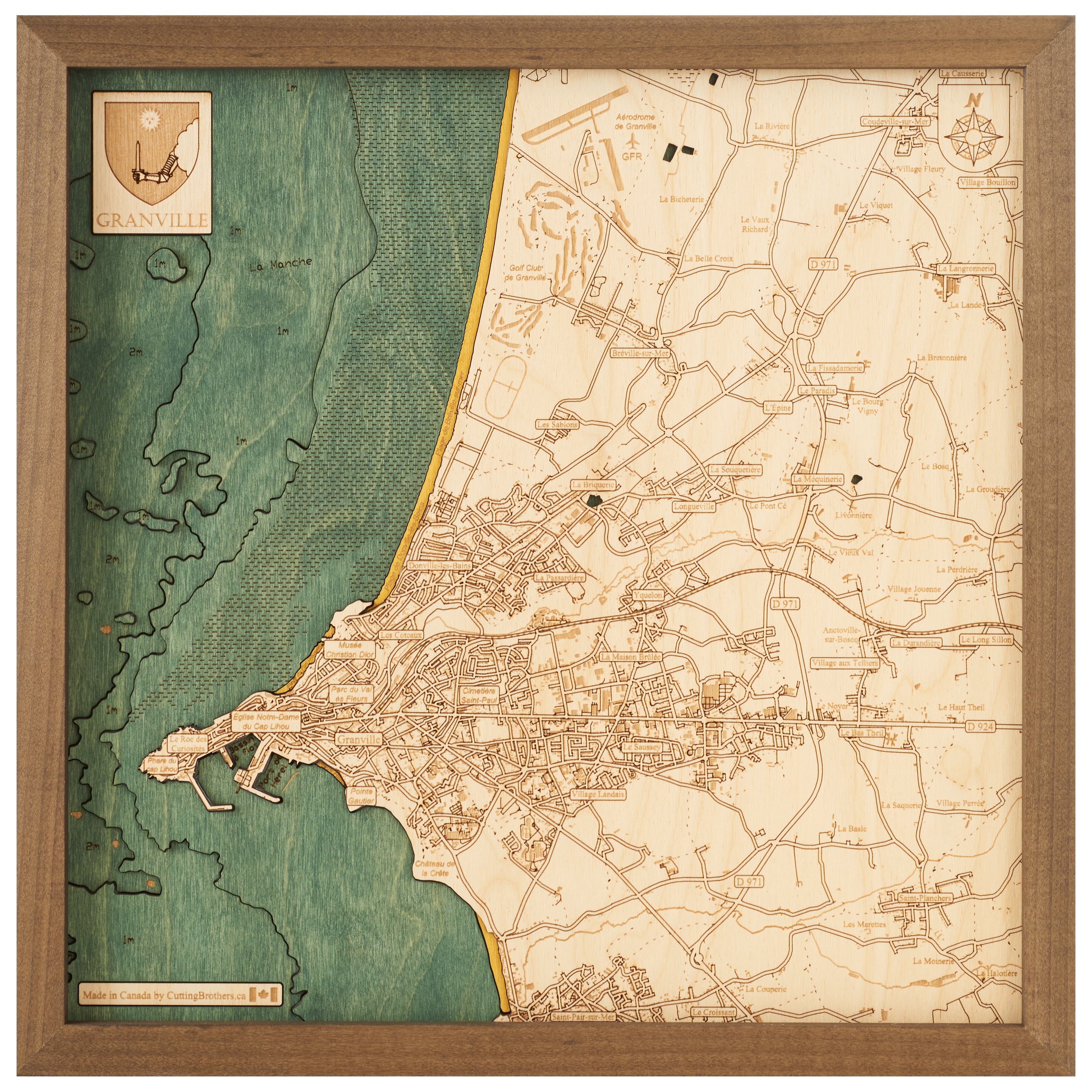 GRANVILLE - 3D WOODEN WALL MAP - Version S