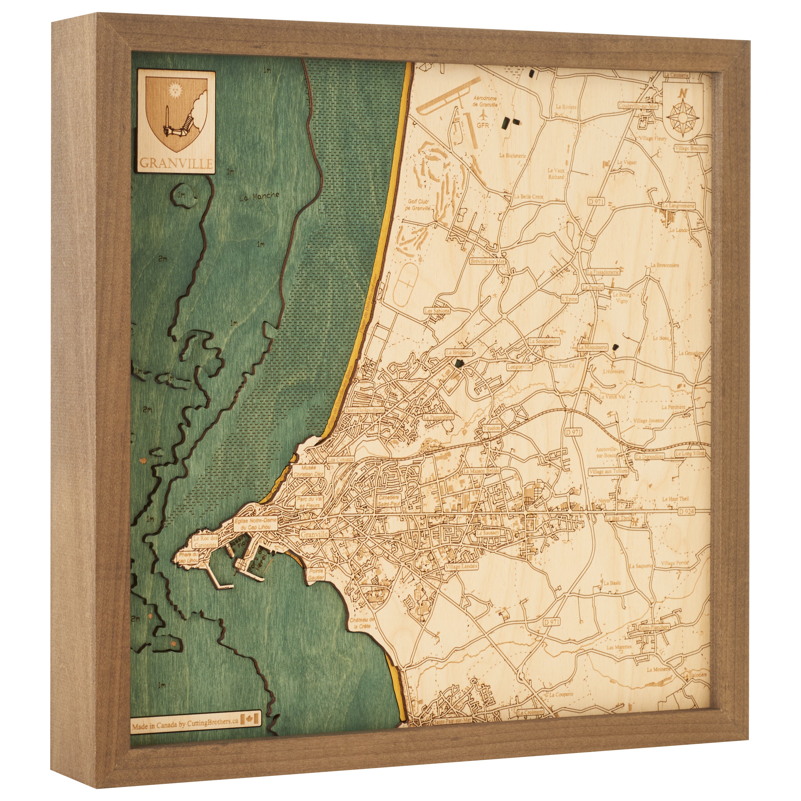 GRANVILLE - 3D WOODEN WALL MAP - Version S