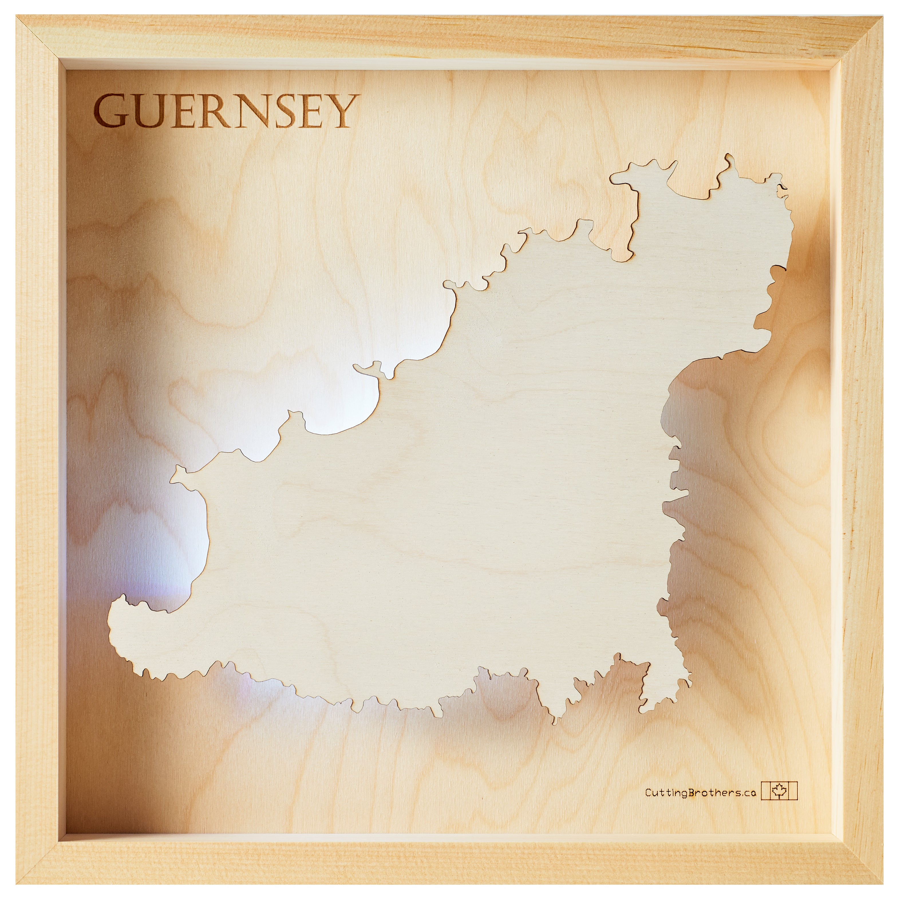 GUERNSEY - LED LIGHT WOODEN WALL MAP - Version S