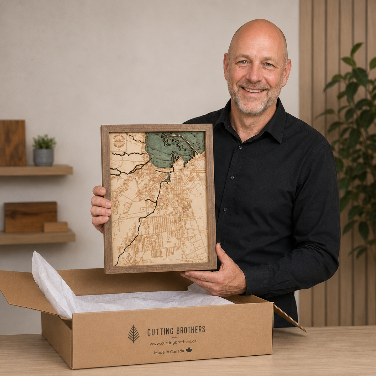 HILO 3D WOODEN WALL MAP - Version S