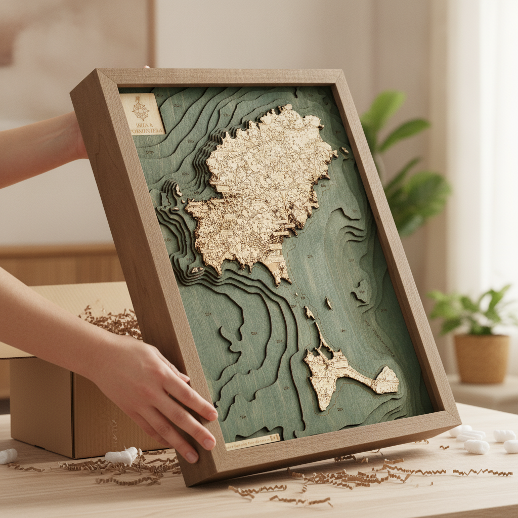 IBIZA 3D WOODEN WALL MAP - Version S