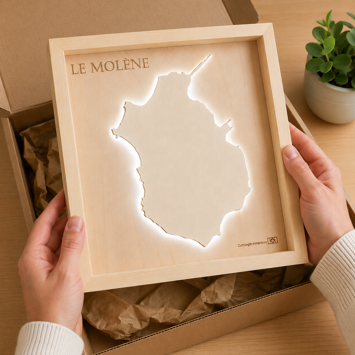 ILLE MOLENE - LED LIGHT WOODEN WALL MAP - Version S