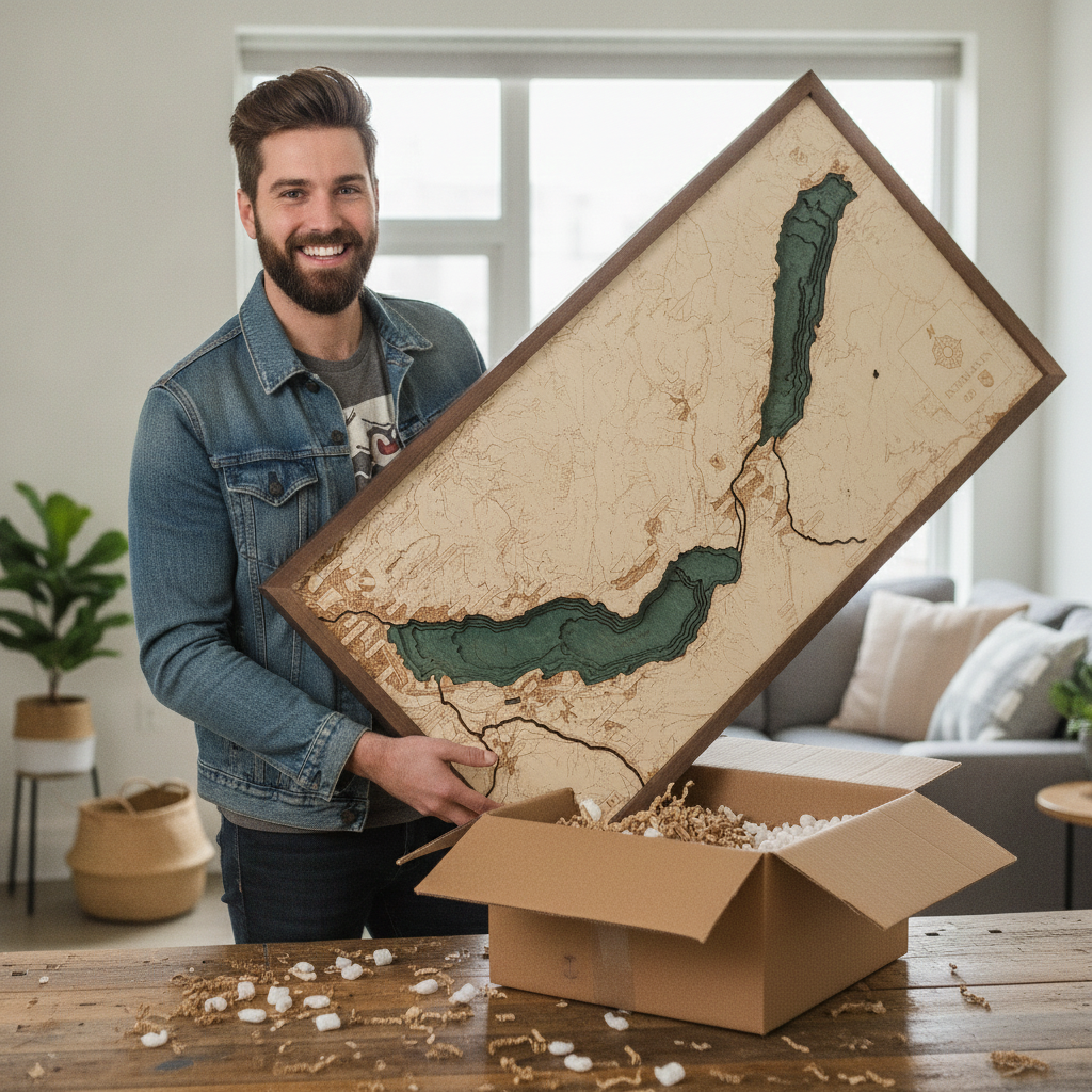 INTERLAKEN WITH BRIENZER - and THUNERSEA 3D WOODEN WALL MAP - Version M