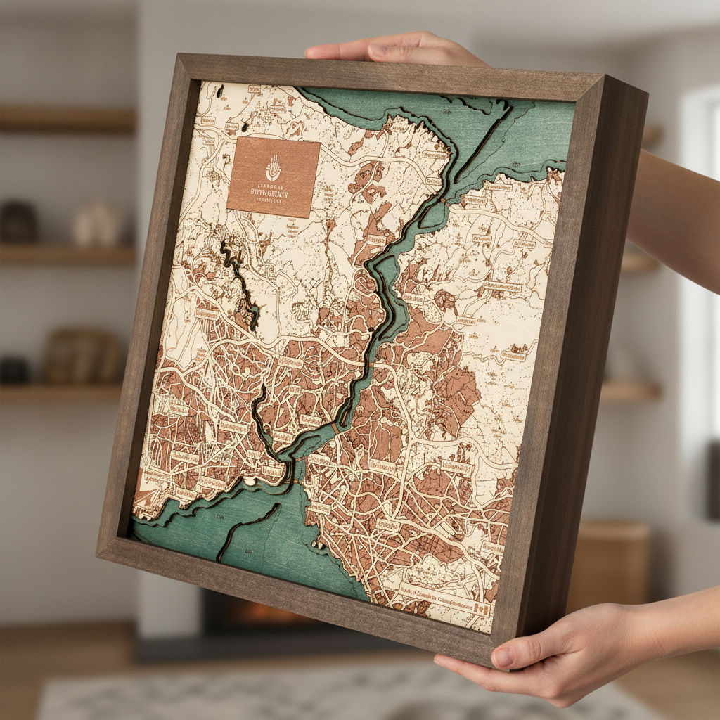 ISTANBUL 3D WOODEN WALL MAP - Version S