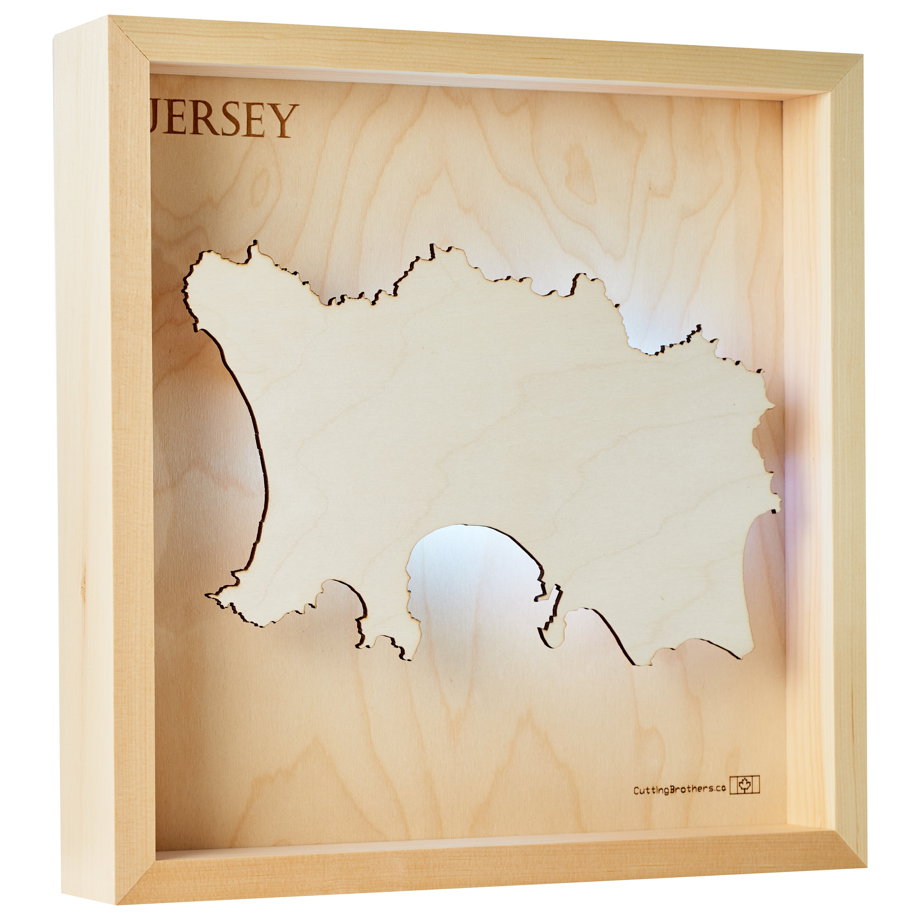 JERSEY - LED LIGHT WOODEN WALL MAP - Version S