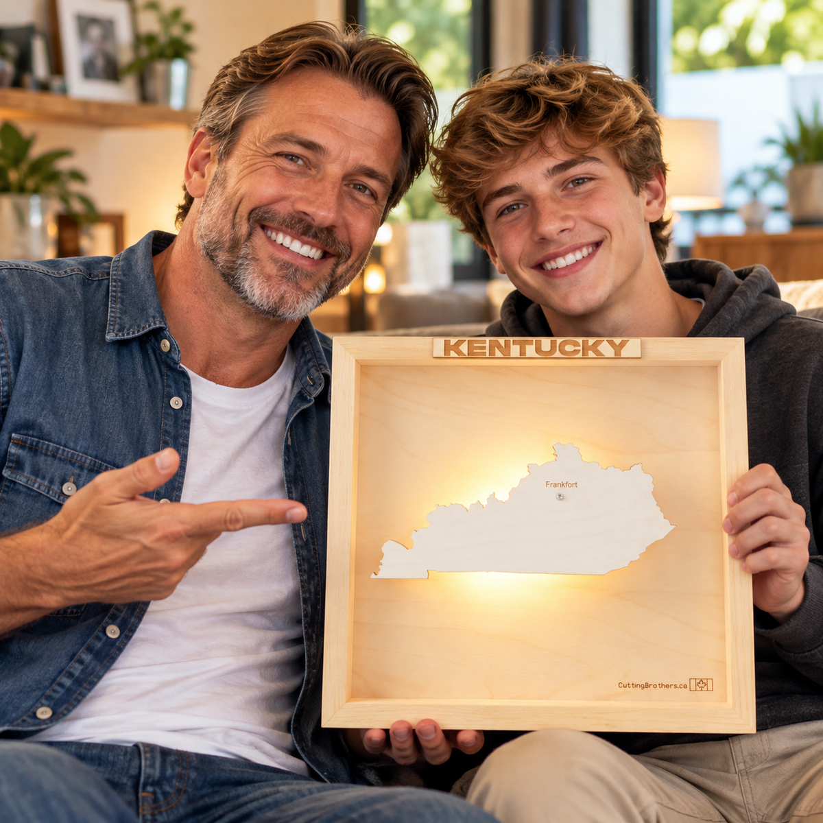 KENTUCKY LED LIGHT WOODEN WALL MAP - Version S