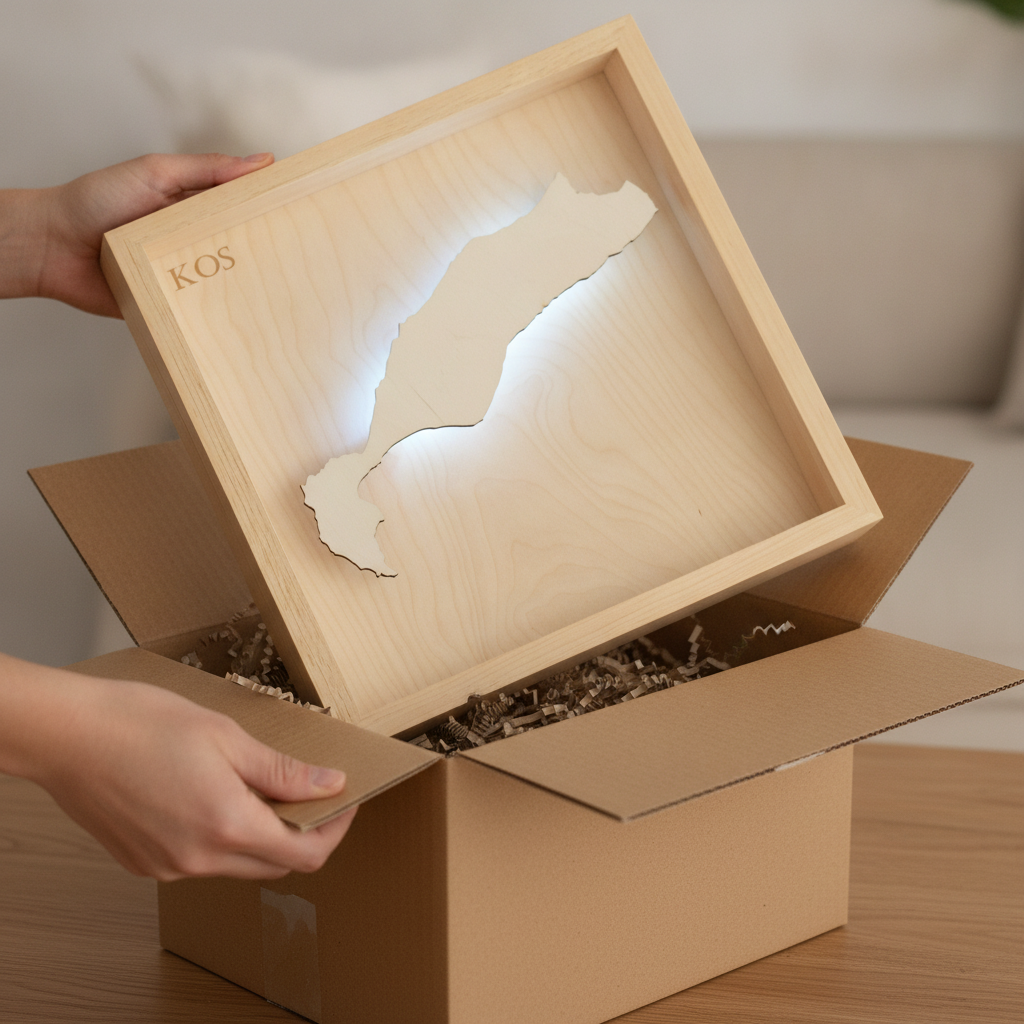 KOS - LED LIGHT WOODEN WALL MAP - Version S