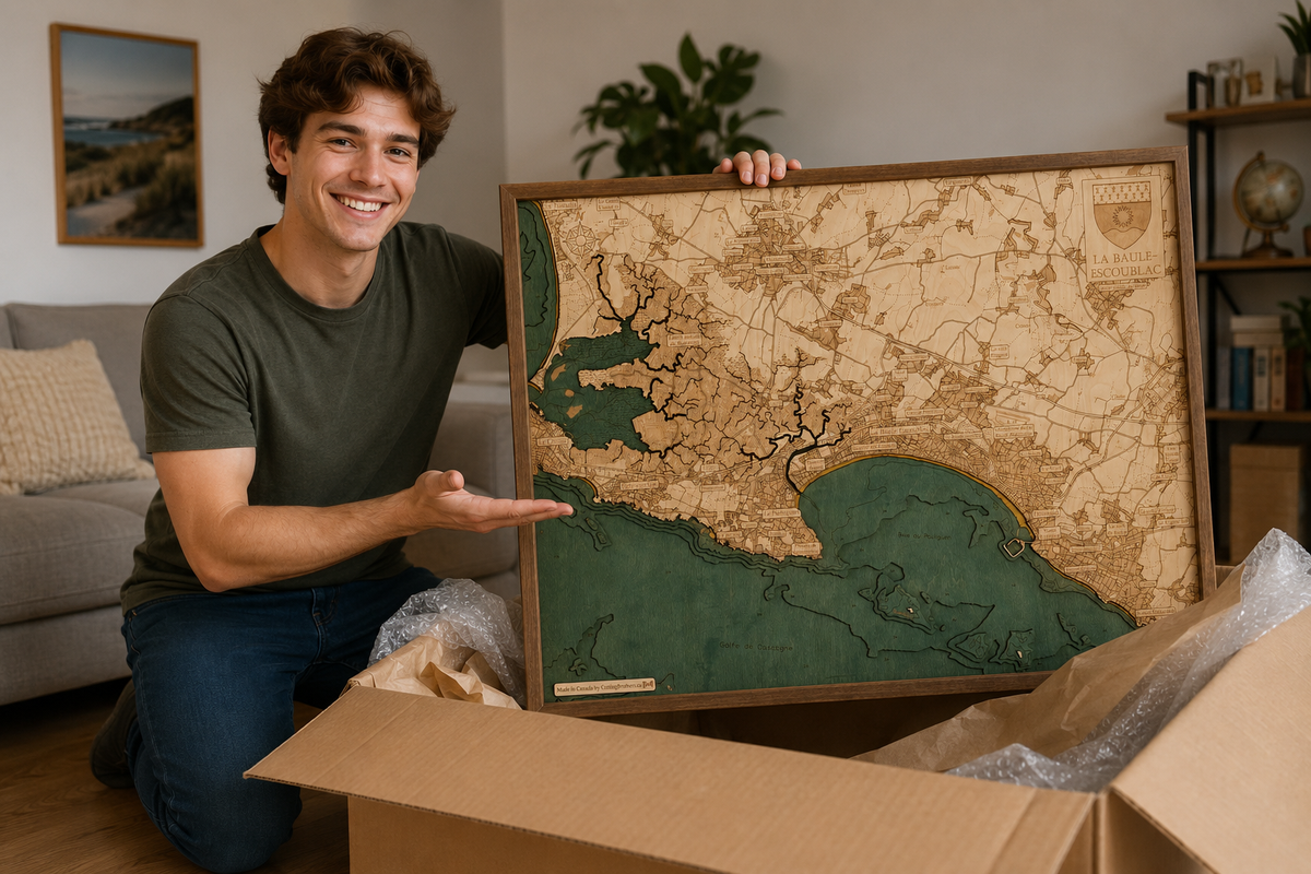 LA BAULE - 3D WOODEN WALL MAP - Version L
