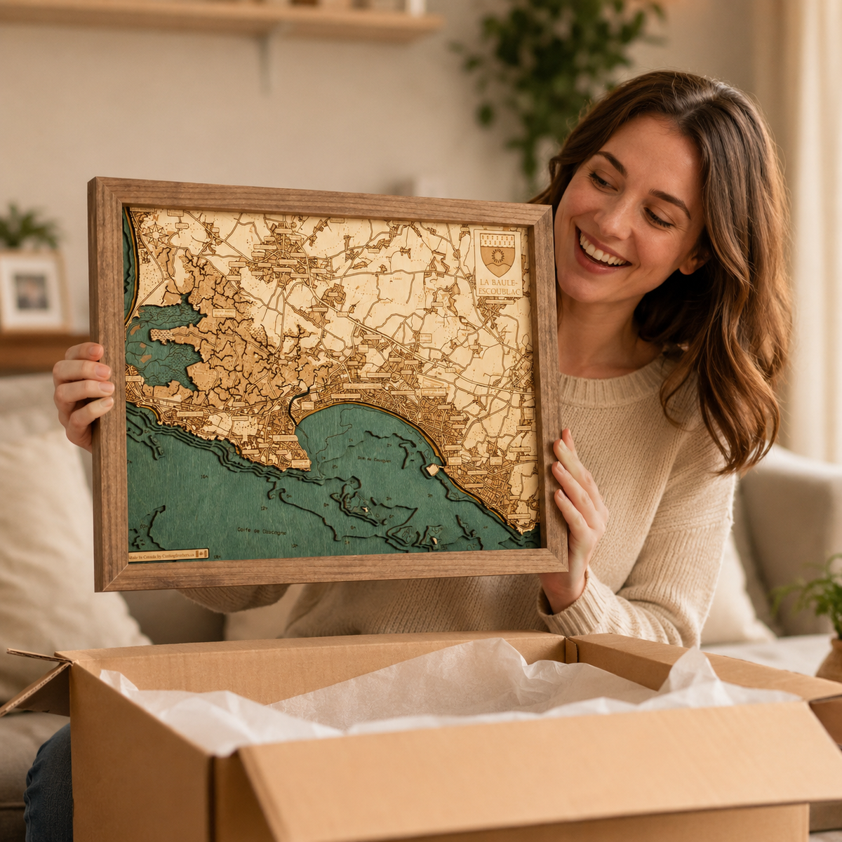 LA BAULE - 3D WOODEN WALL MAP - Version S