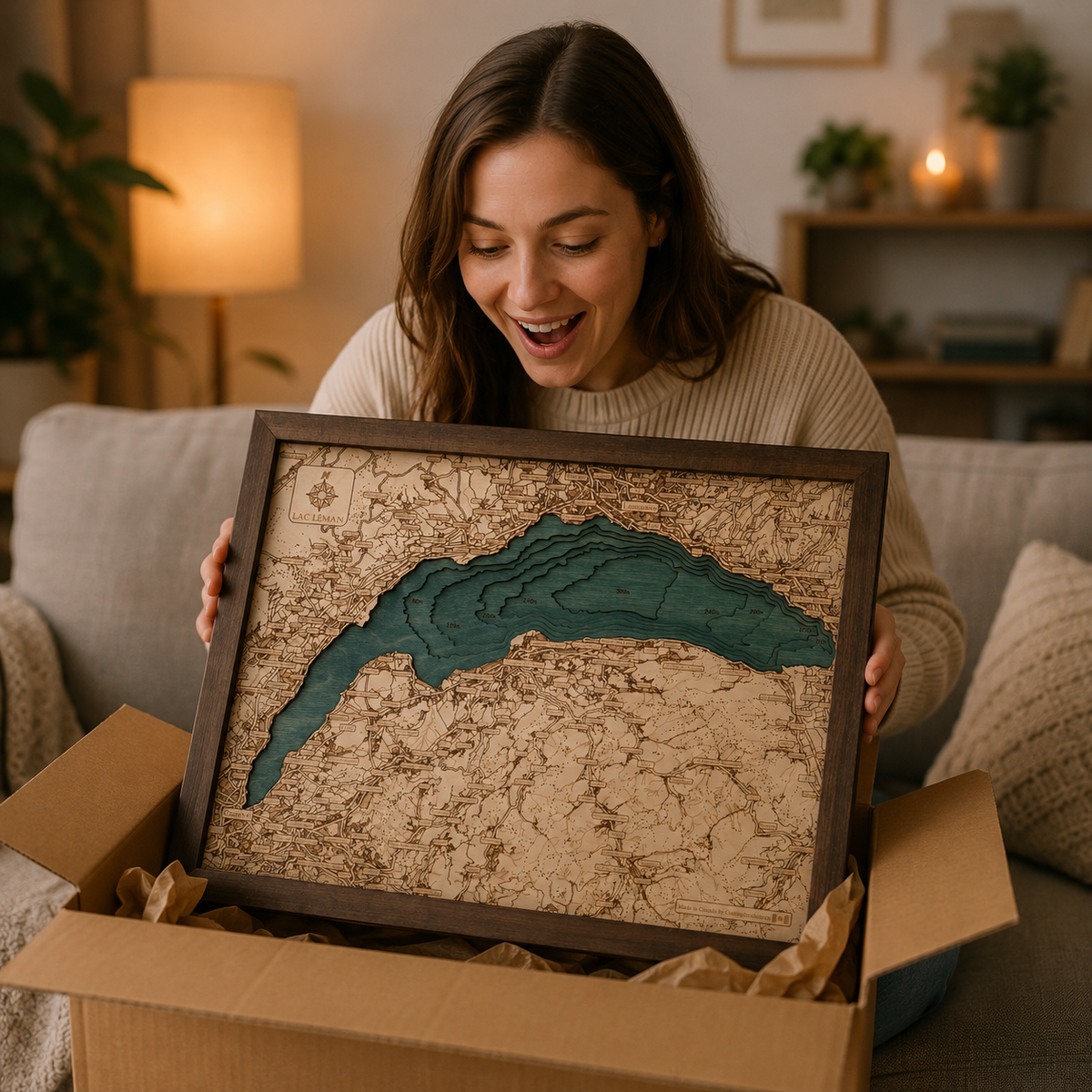 GENEVA 3D WOODEN WALL MAP - Version S
