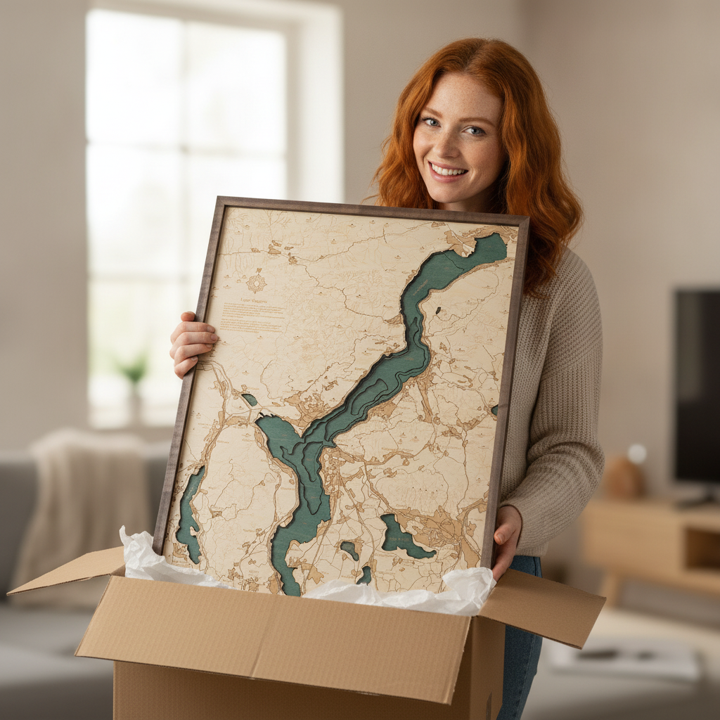 LAGO MAGGIORE 3D WOODEN WALL MAP - Version L