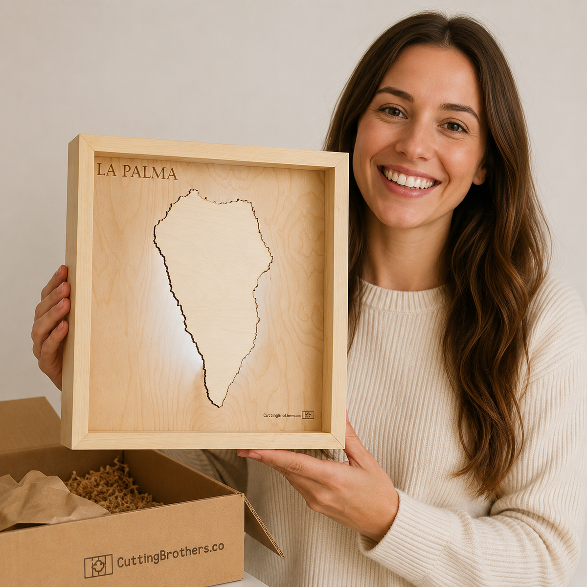 LA PALMA - LED LIGHT WOODEN WALL MAP - Version S