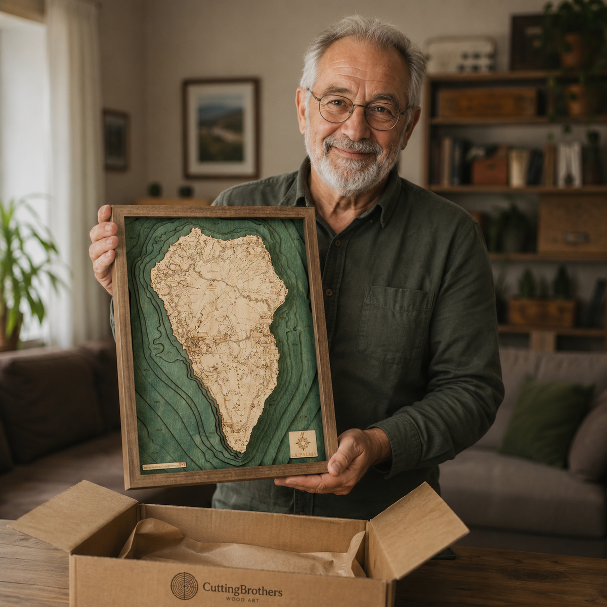 LA PALMA 3D WOODEN WALL MAP - Version S