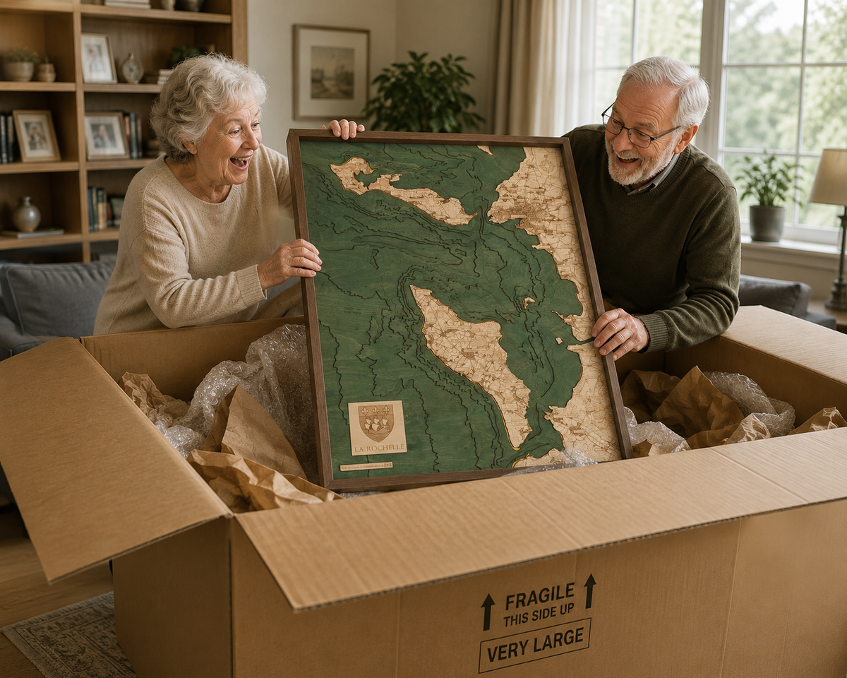 LA ROCHELLE - 3D WOODEN WALL MAP - Version L