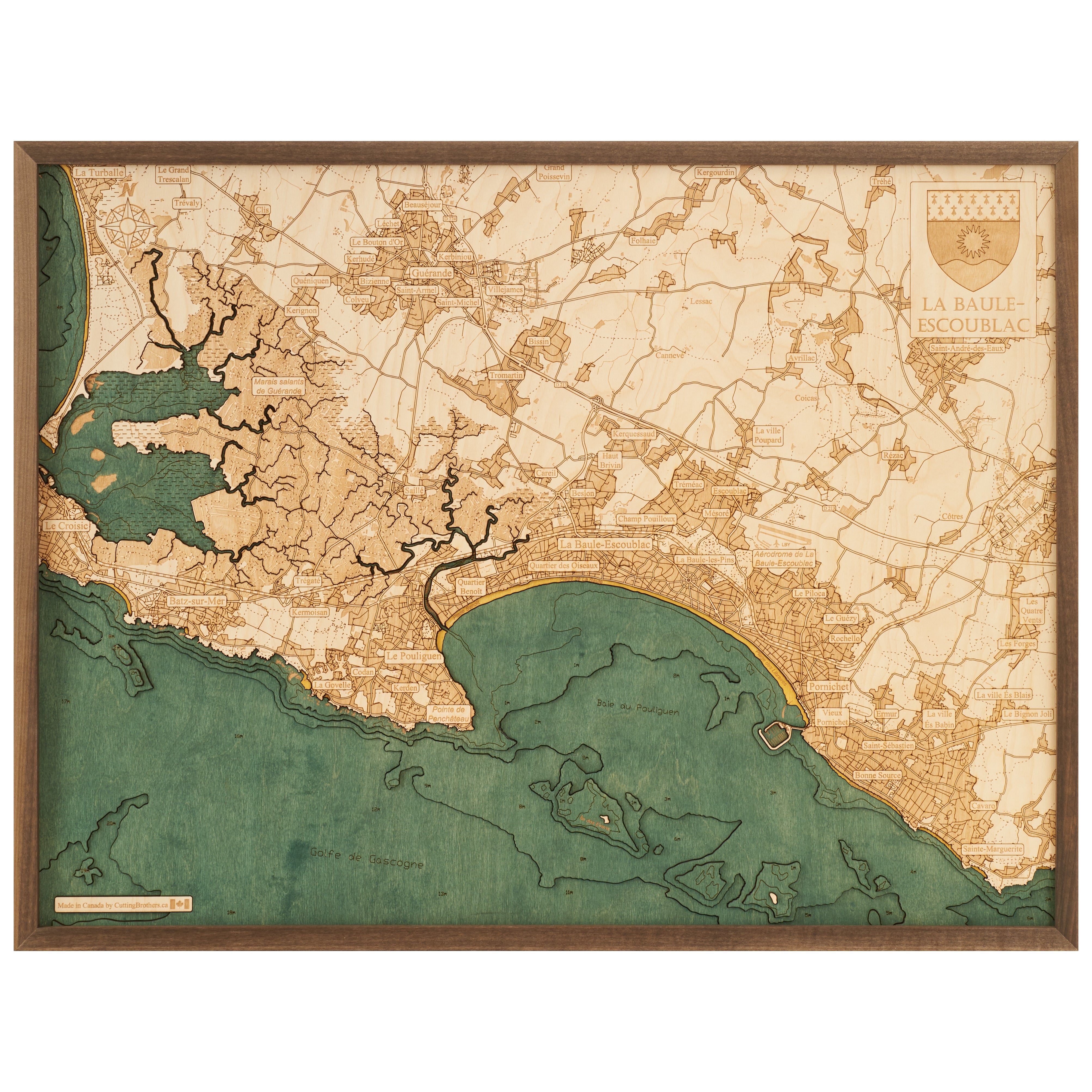 LA BAULE - 3D WOODEN WALL MAP - Version L