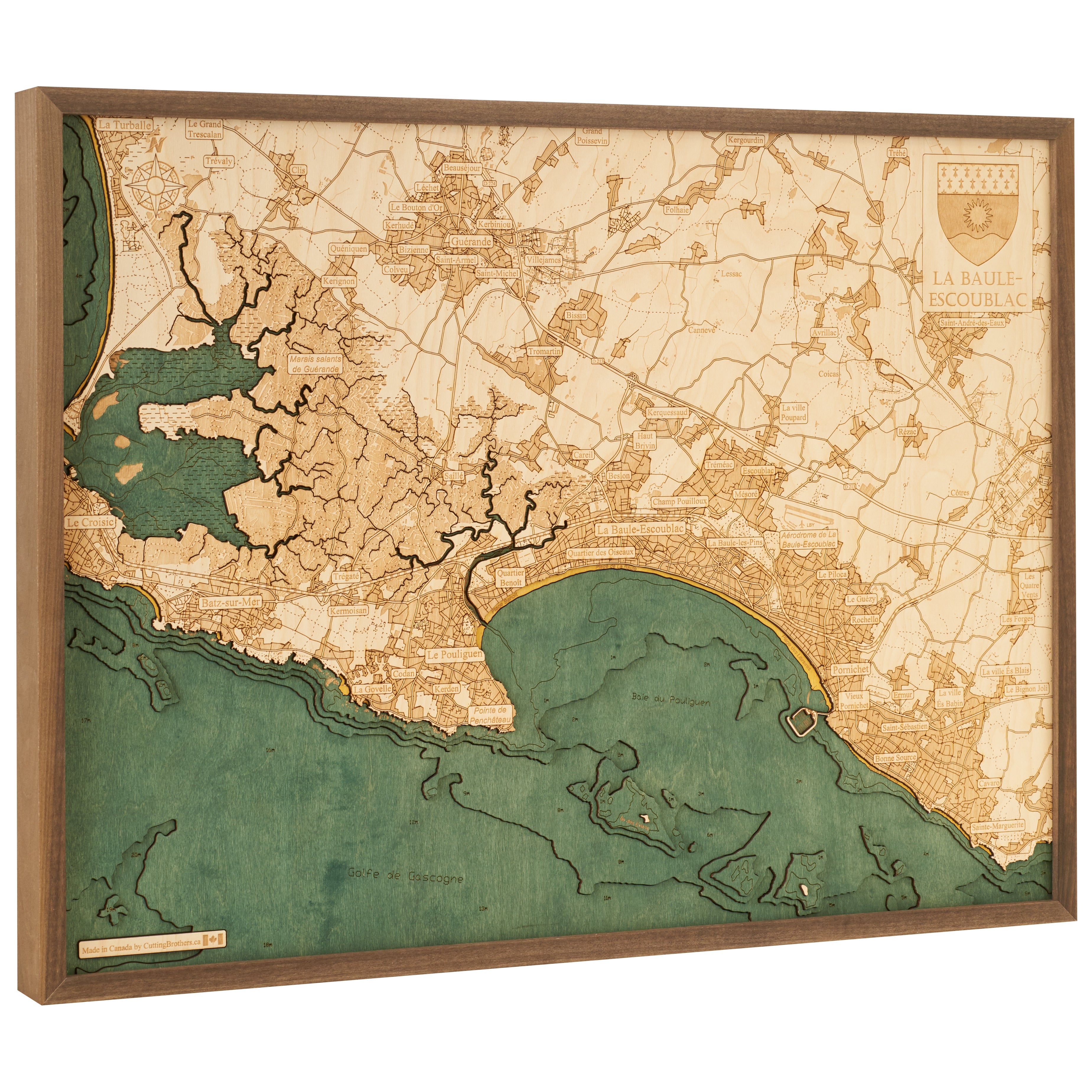 LA BAULE - 3D WOODEN WALL MAP - Version L