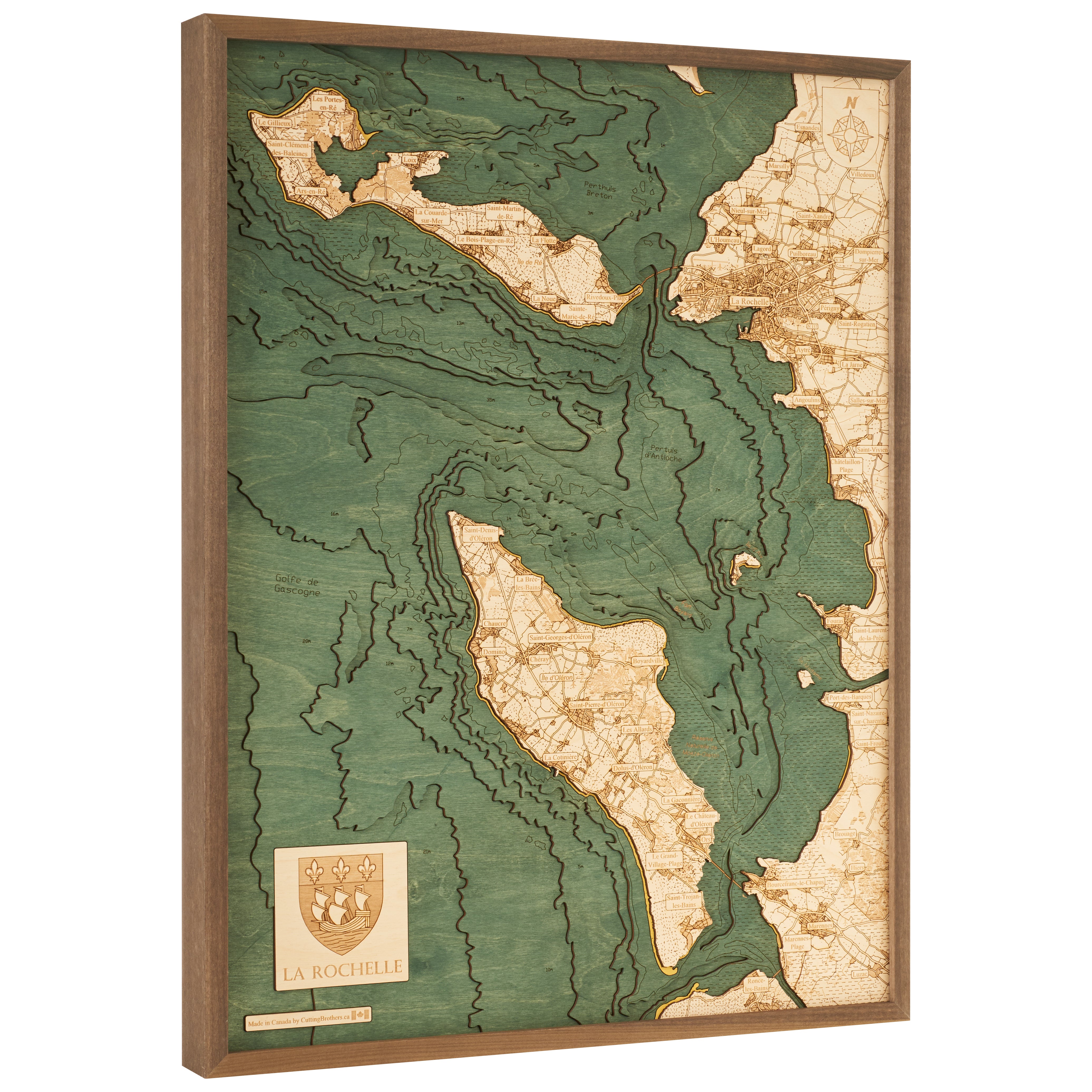 LA ROCHELLE - 3D WOODEN WALL MAP - Version L