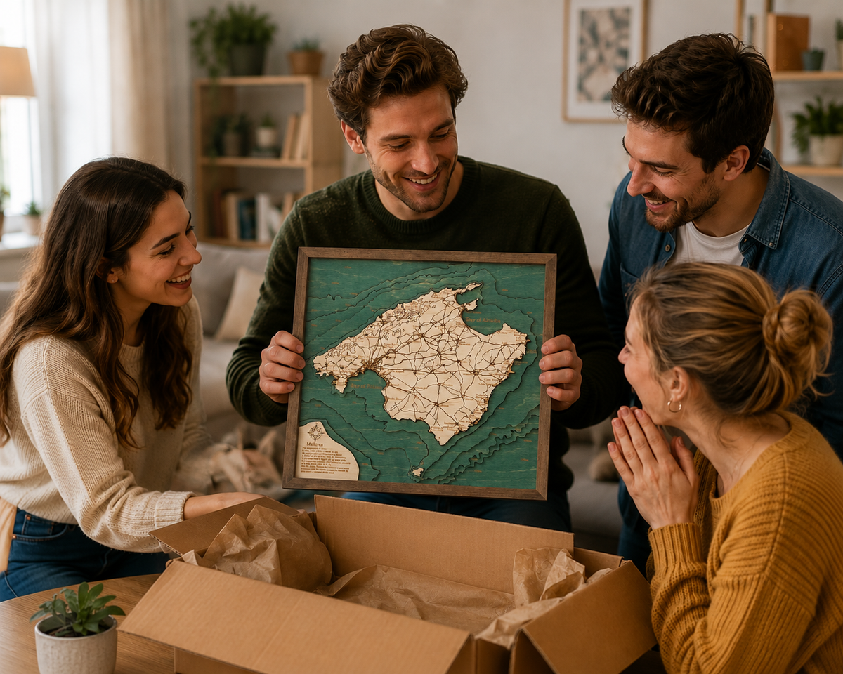 MALLORCA 3D WOODEN WALL MAP - Version S